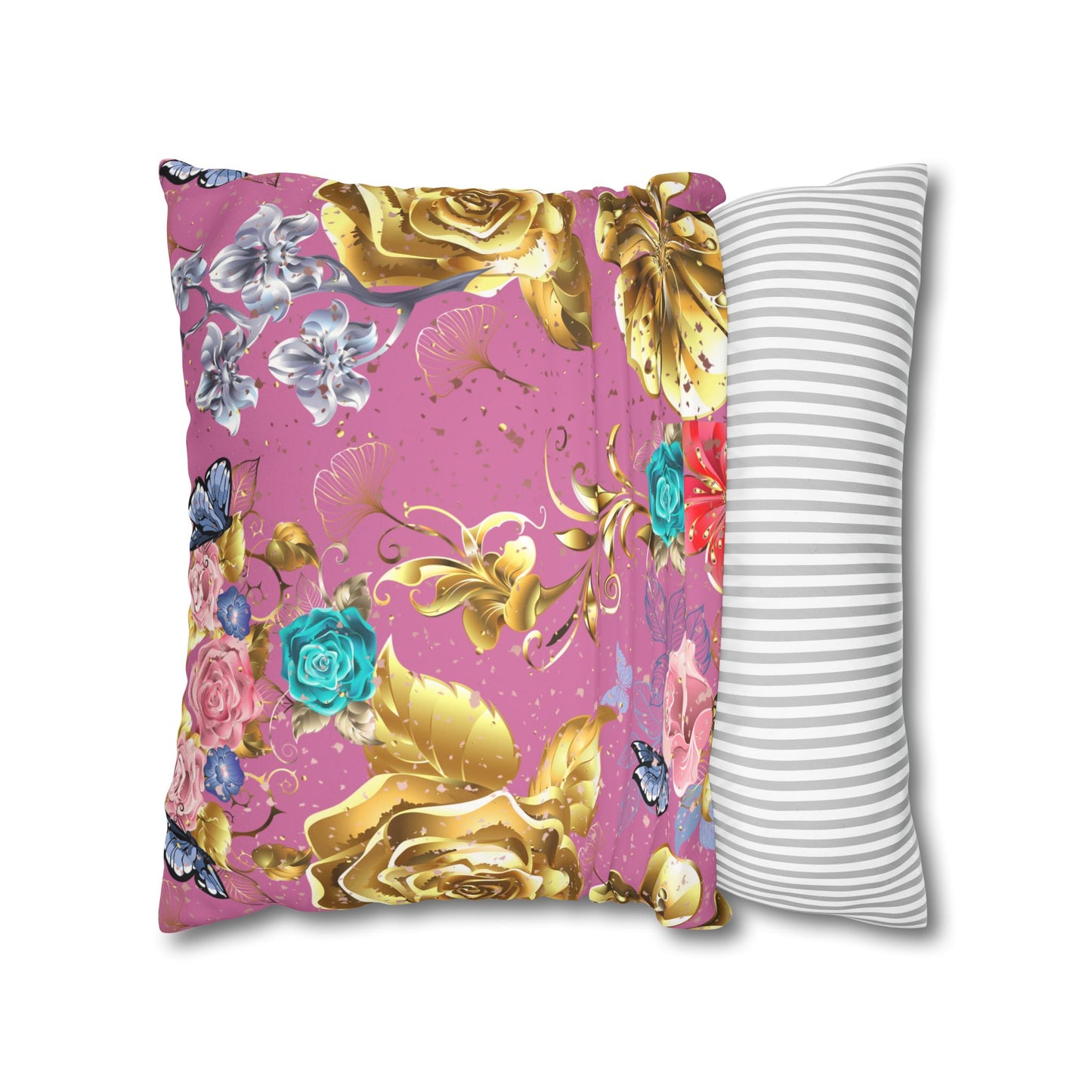 Rose Gold Faux Suede Square Pillow Case