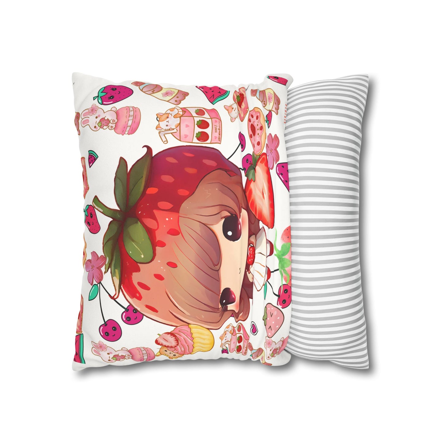 Strawberry dreams Faux Suede Square Pillowcase