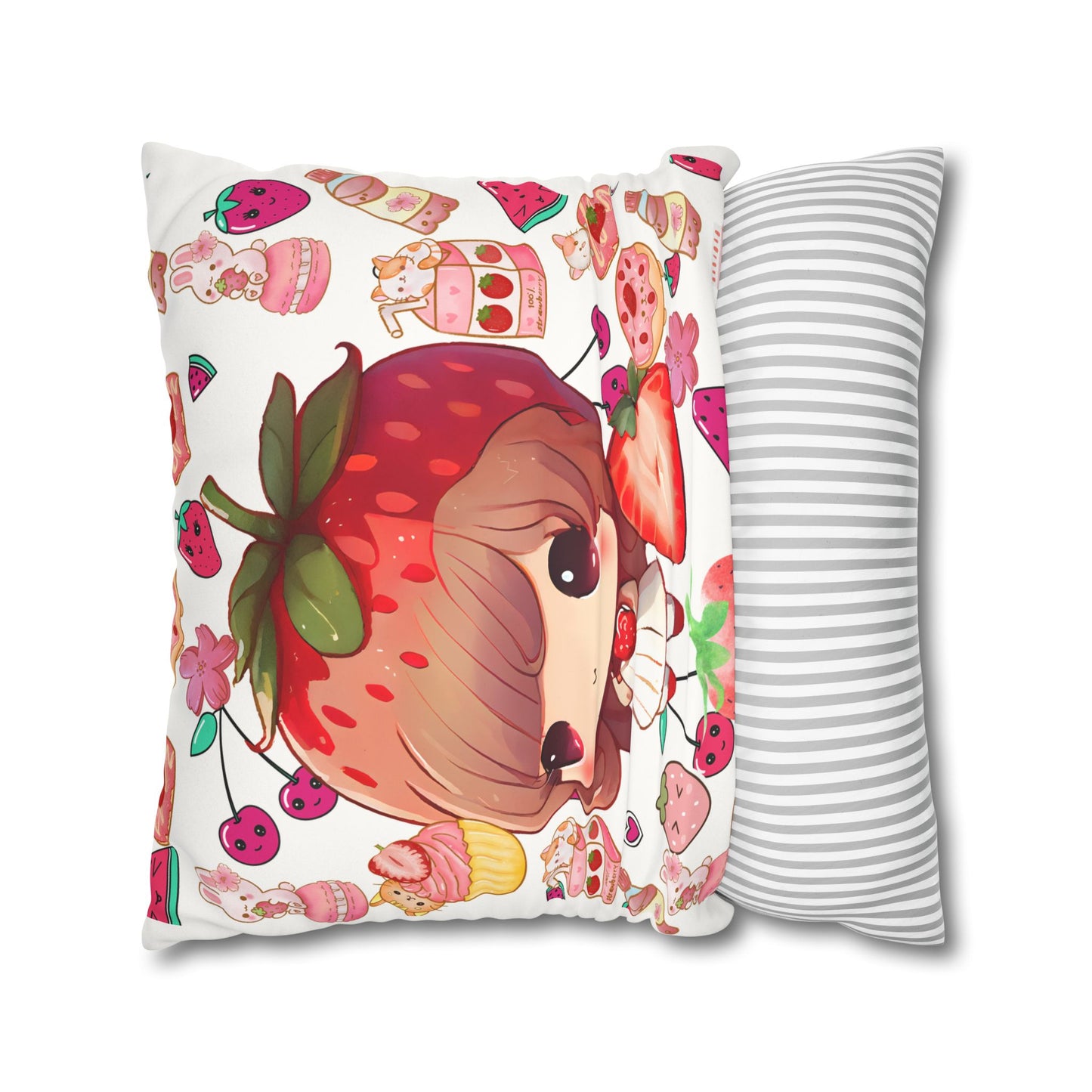 Strawberry dreams Faux Suede Square Pillowcase