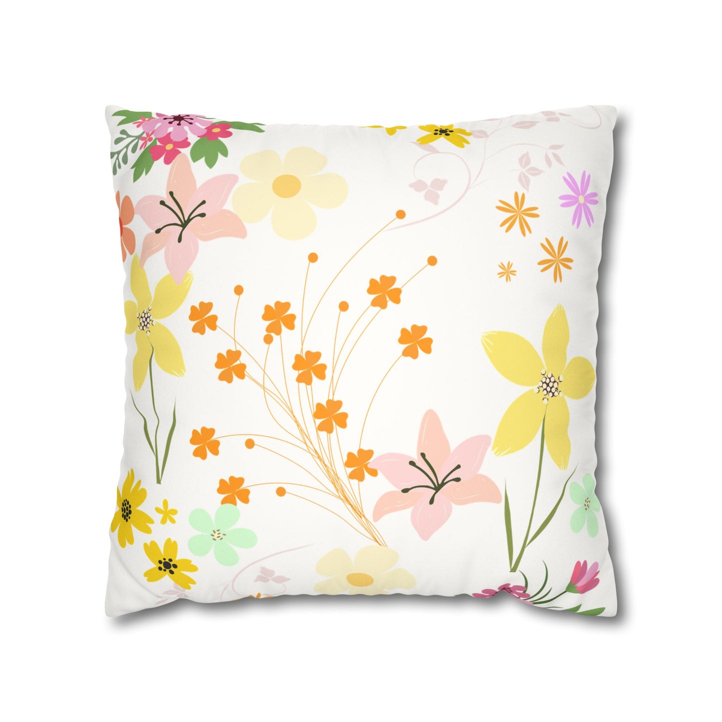 Floral Faux Suede Square Pillowcase