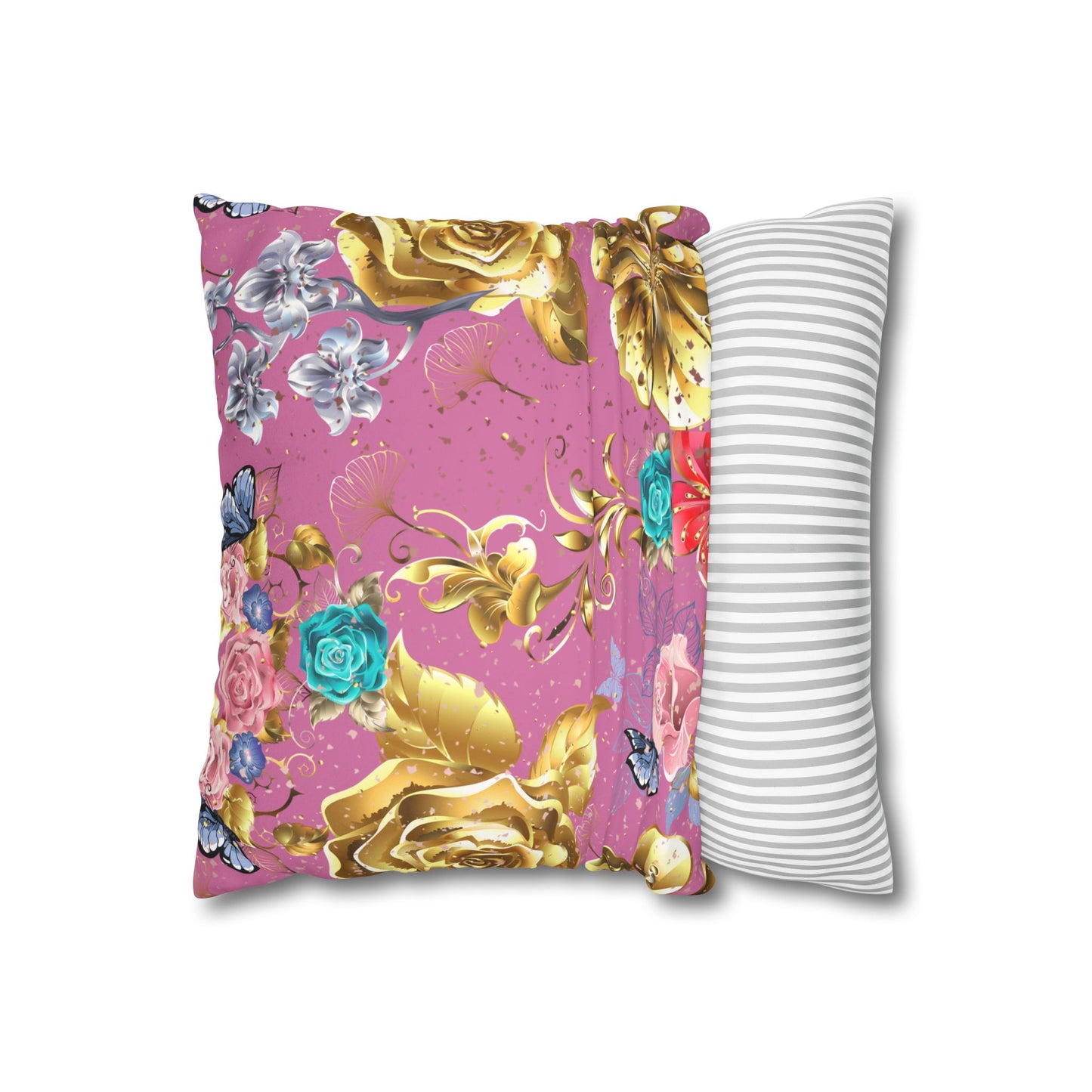 Rose Gold Faux Suede Square Pillow Case