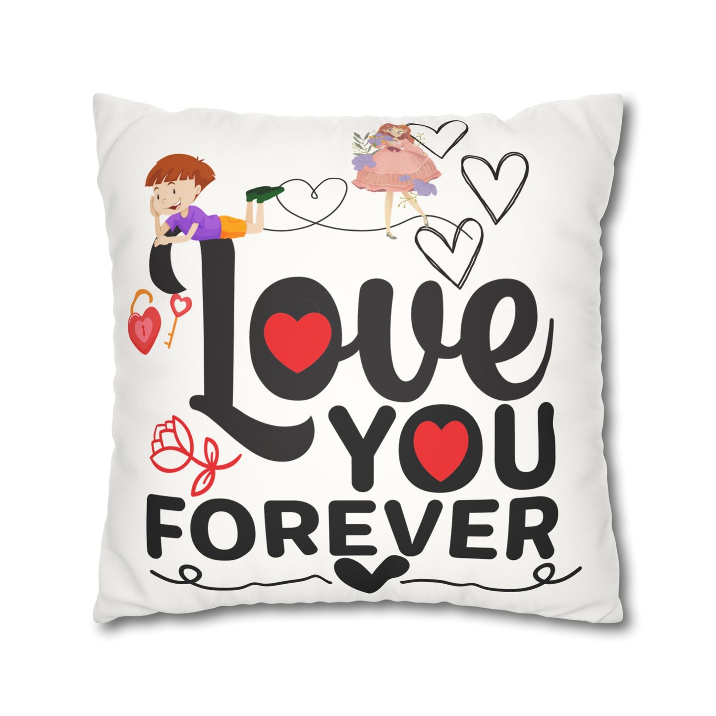 Love you Faux Suede Square Pillow Case forever