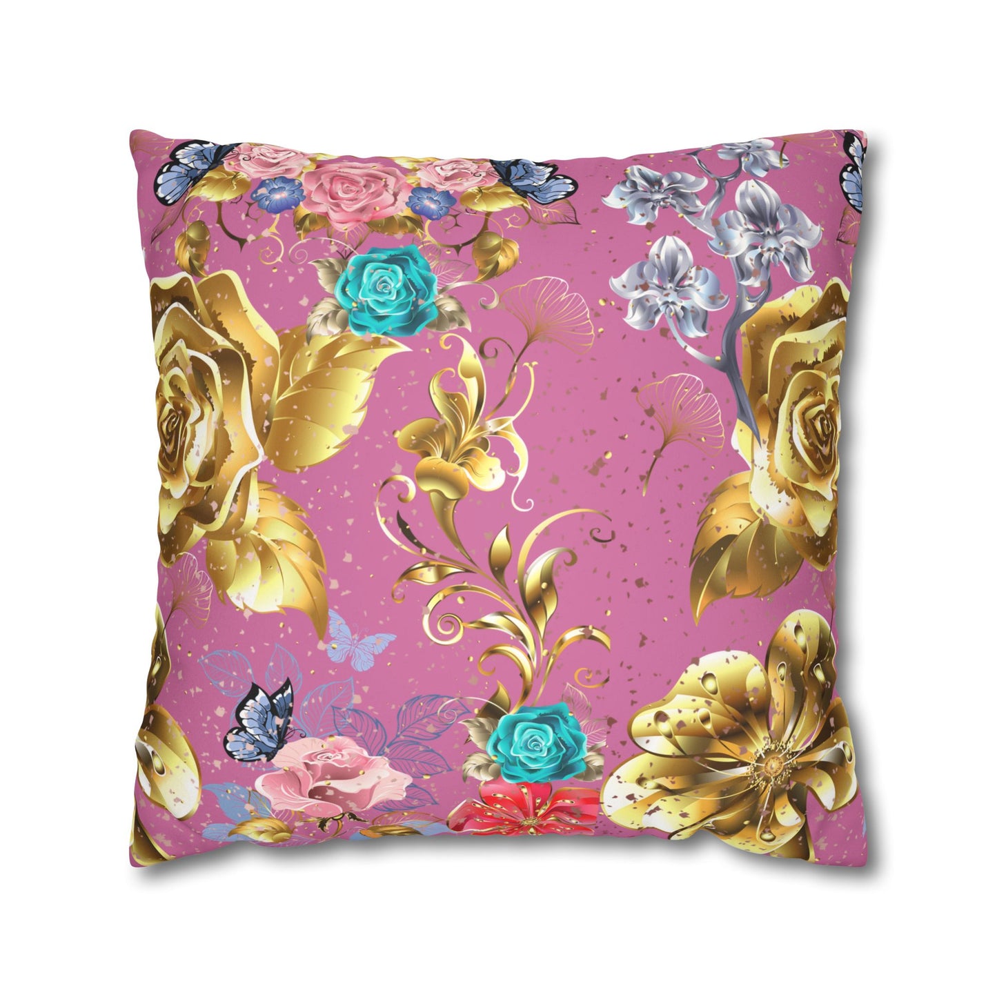 Rose Gold Faux Suede Square Pillow Case