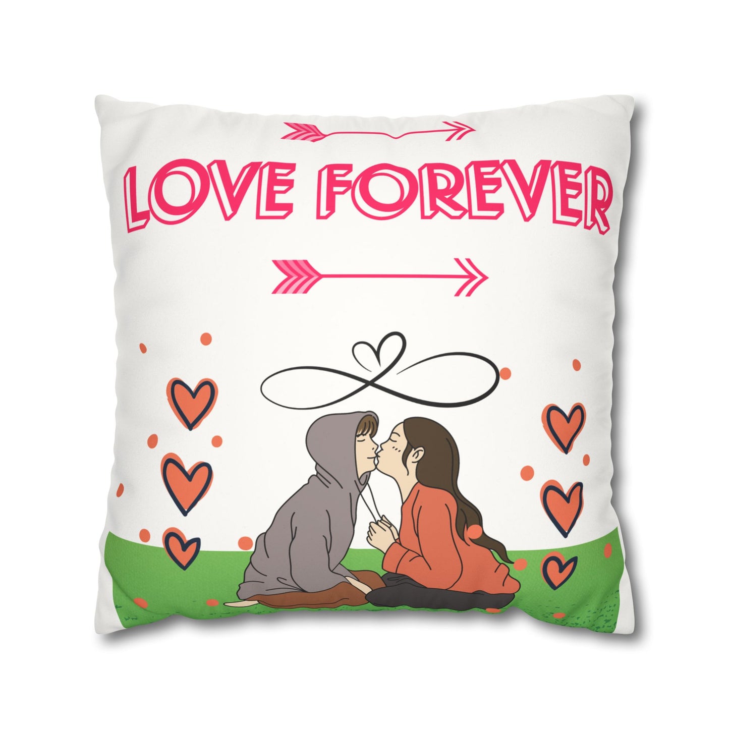 Love Forever Faux Suede Square Pillow Case