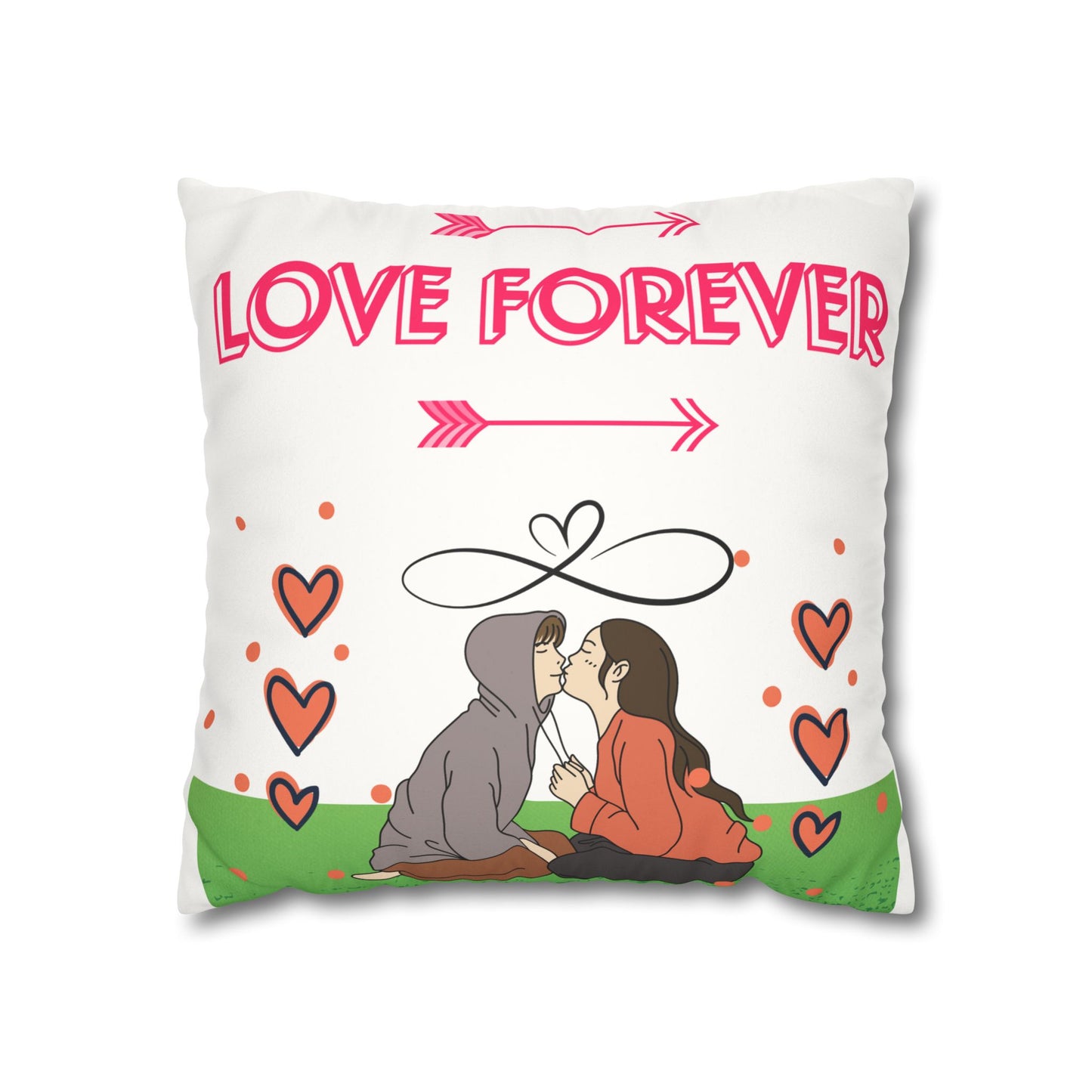 Love Forever Faux Suede Square Pillow Case