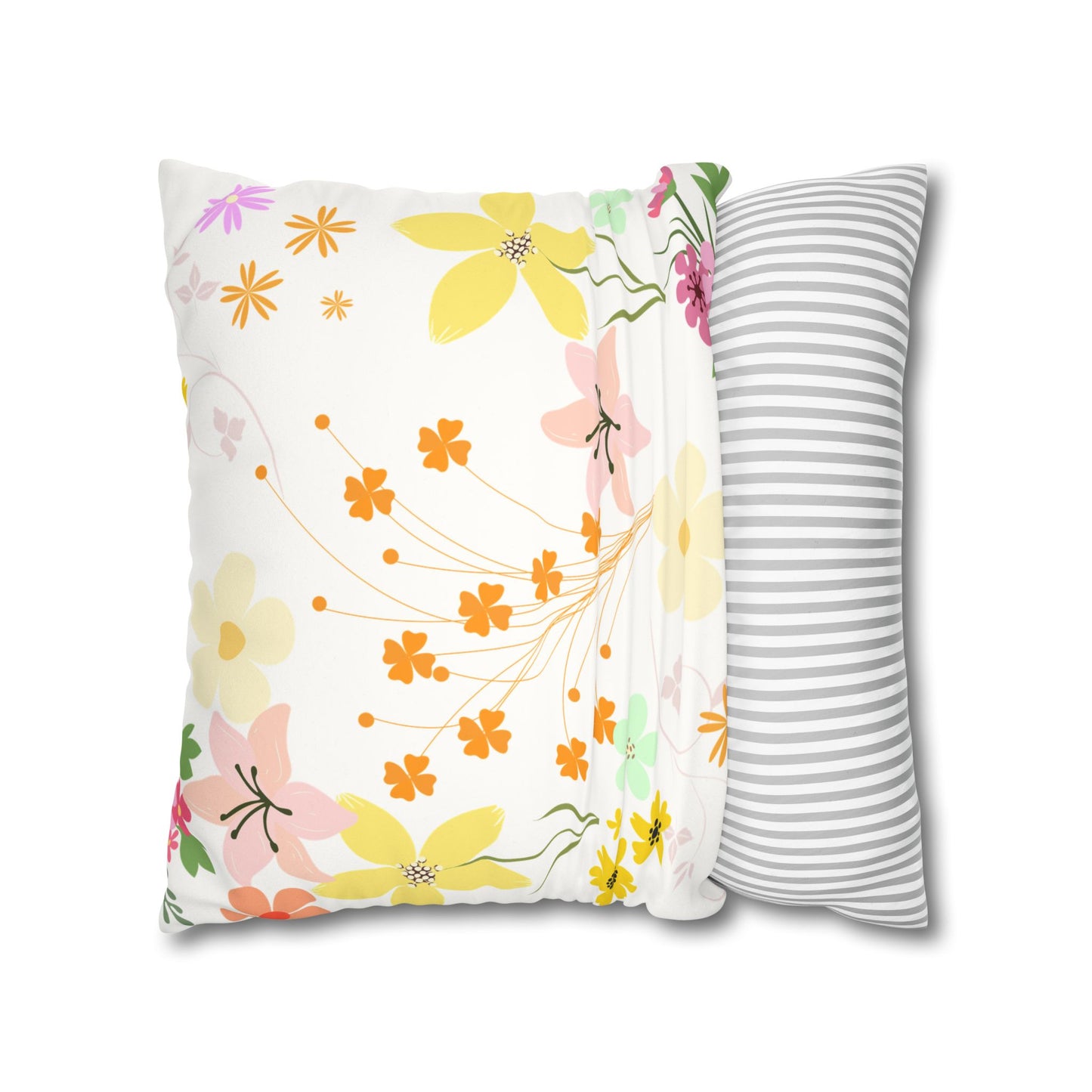 Floral Faux Suede Square Pillowcase