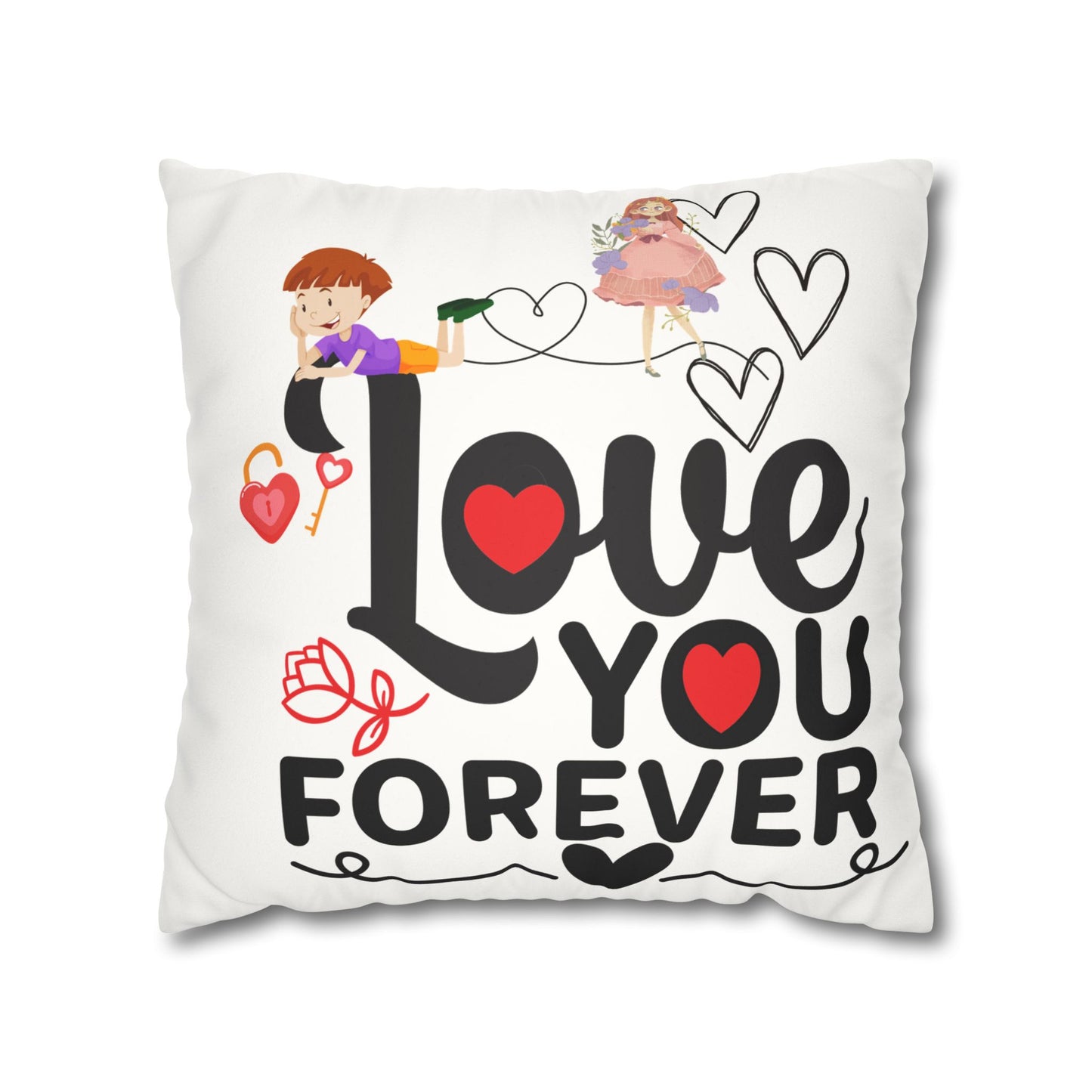 Love you Faux Suede Square Pillow Case forever