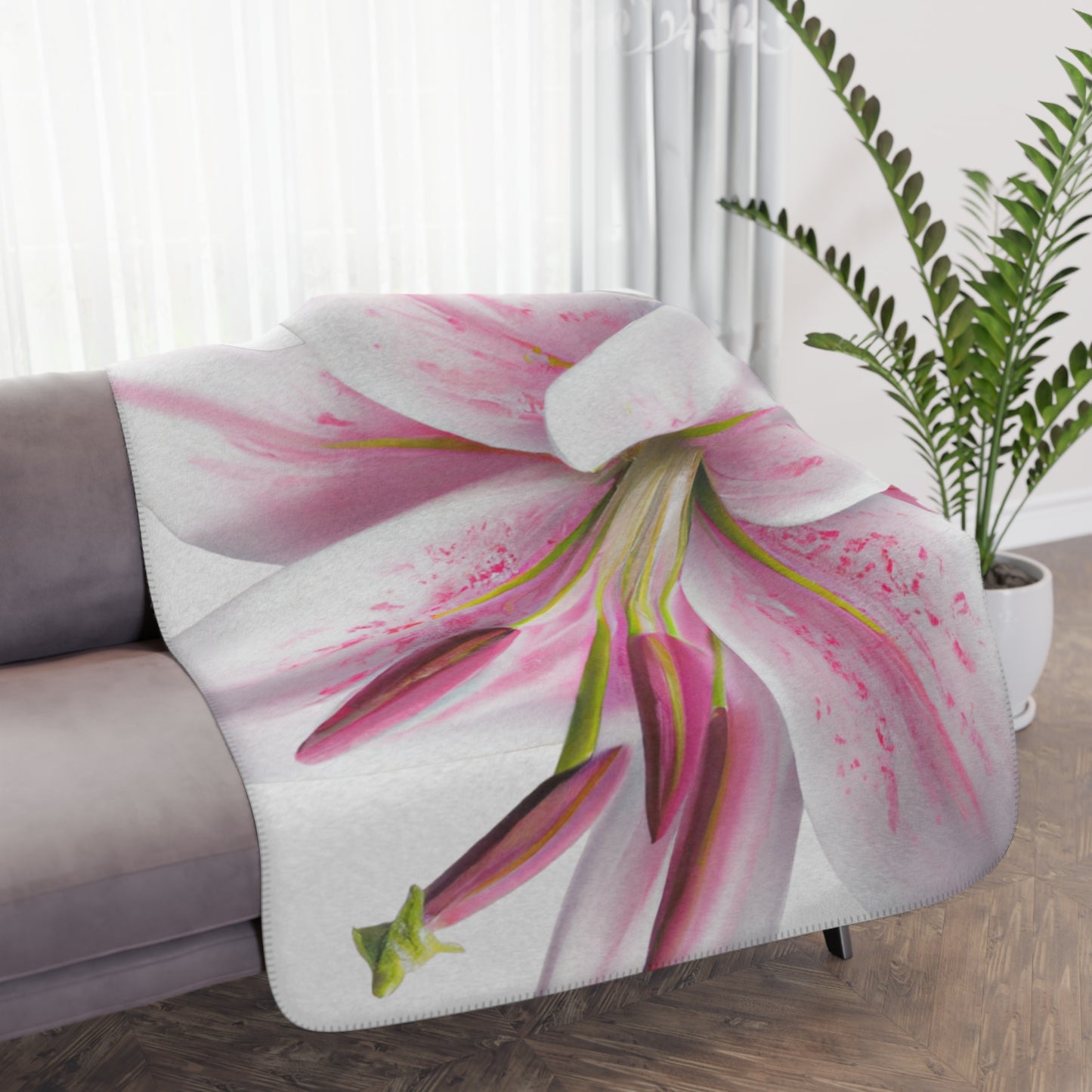 beautiful flower Tan Sherpa Blanket