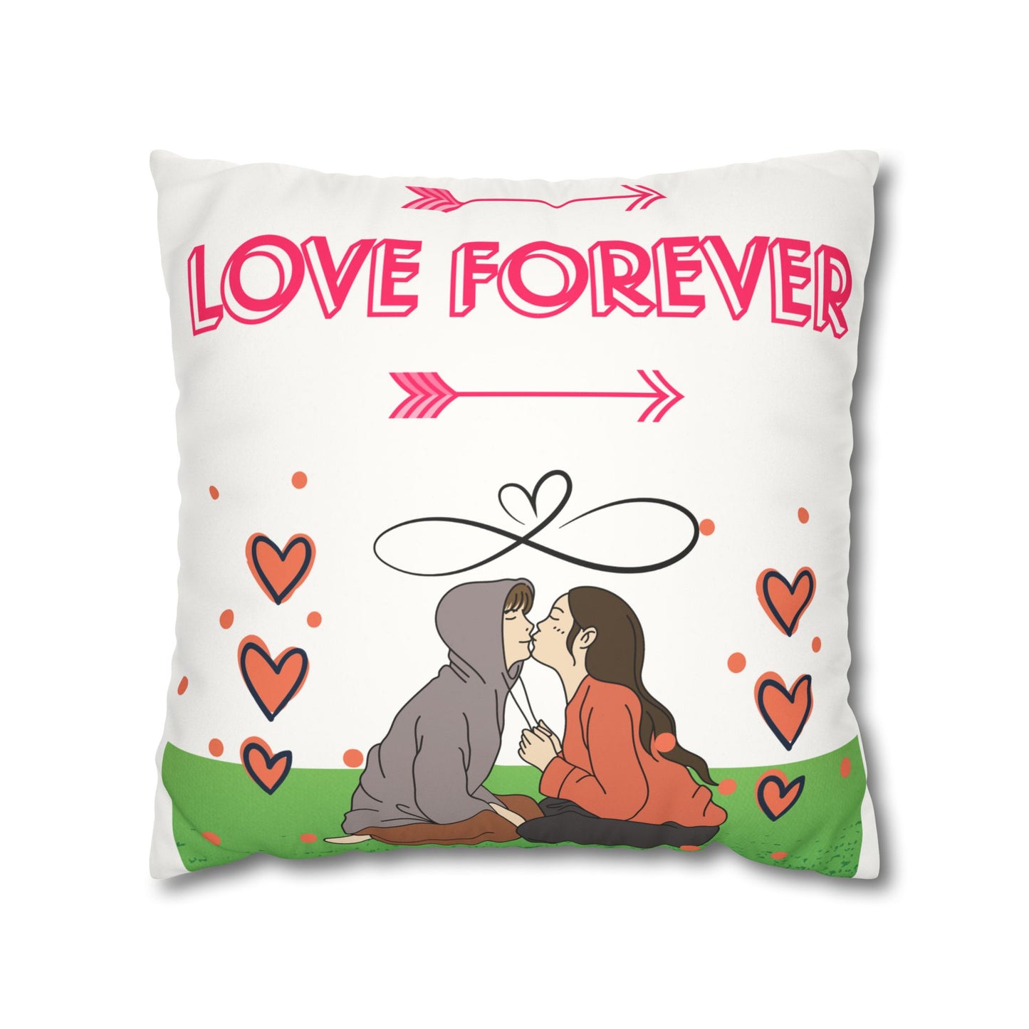 Love Forever Faux Suede Square Pillow Case