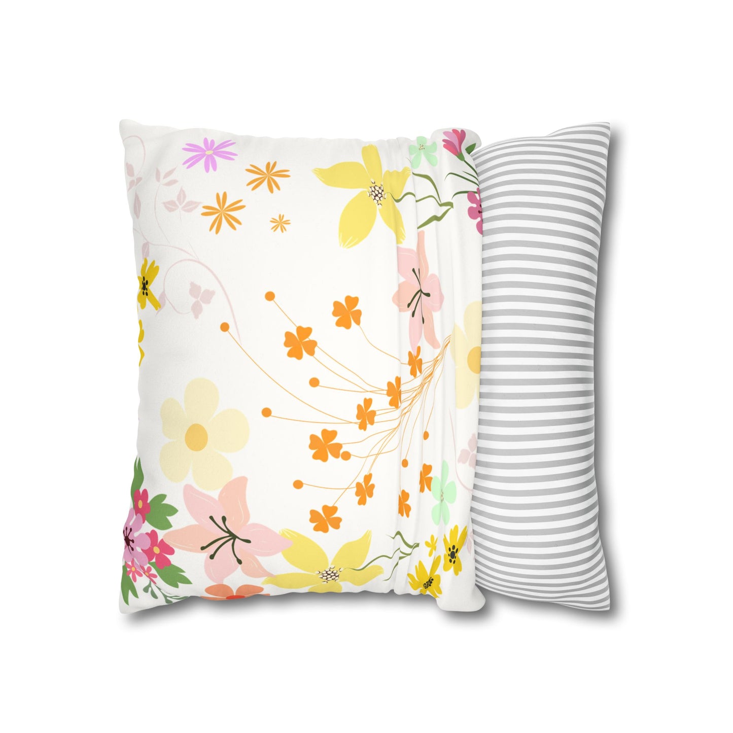 Floral Faux Suede Square Pillowcase