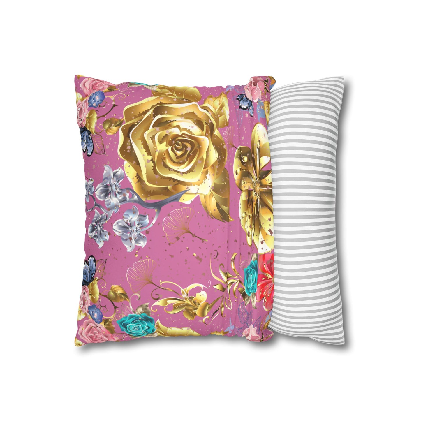 Rose Gold Faux Suede Square Pillow Case