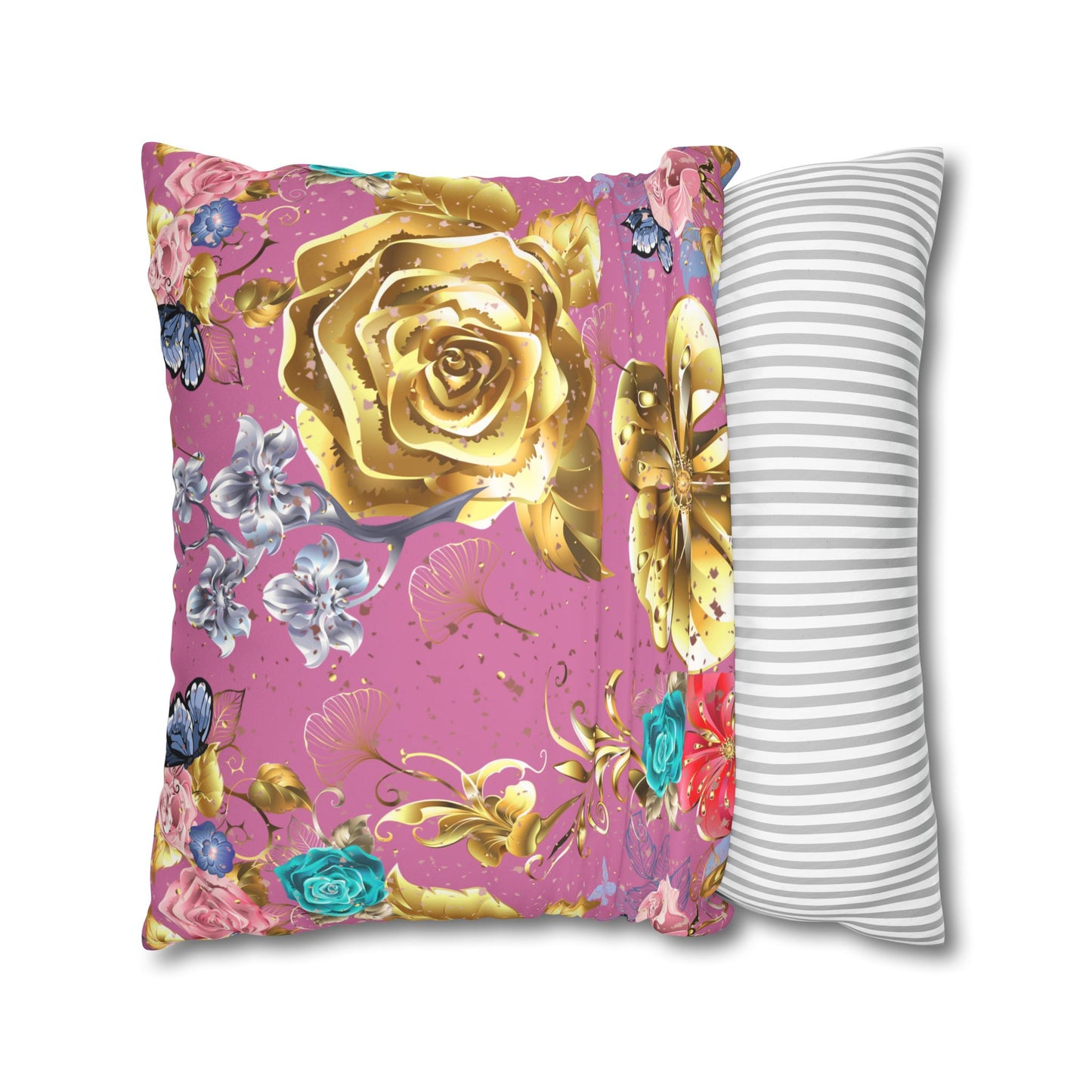 Rose Gold Faux Suede Square Pillow Case