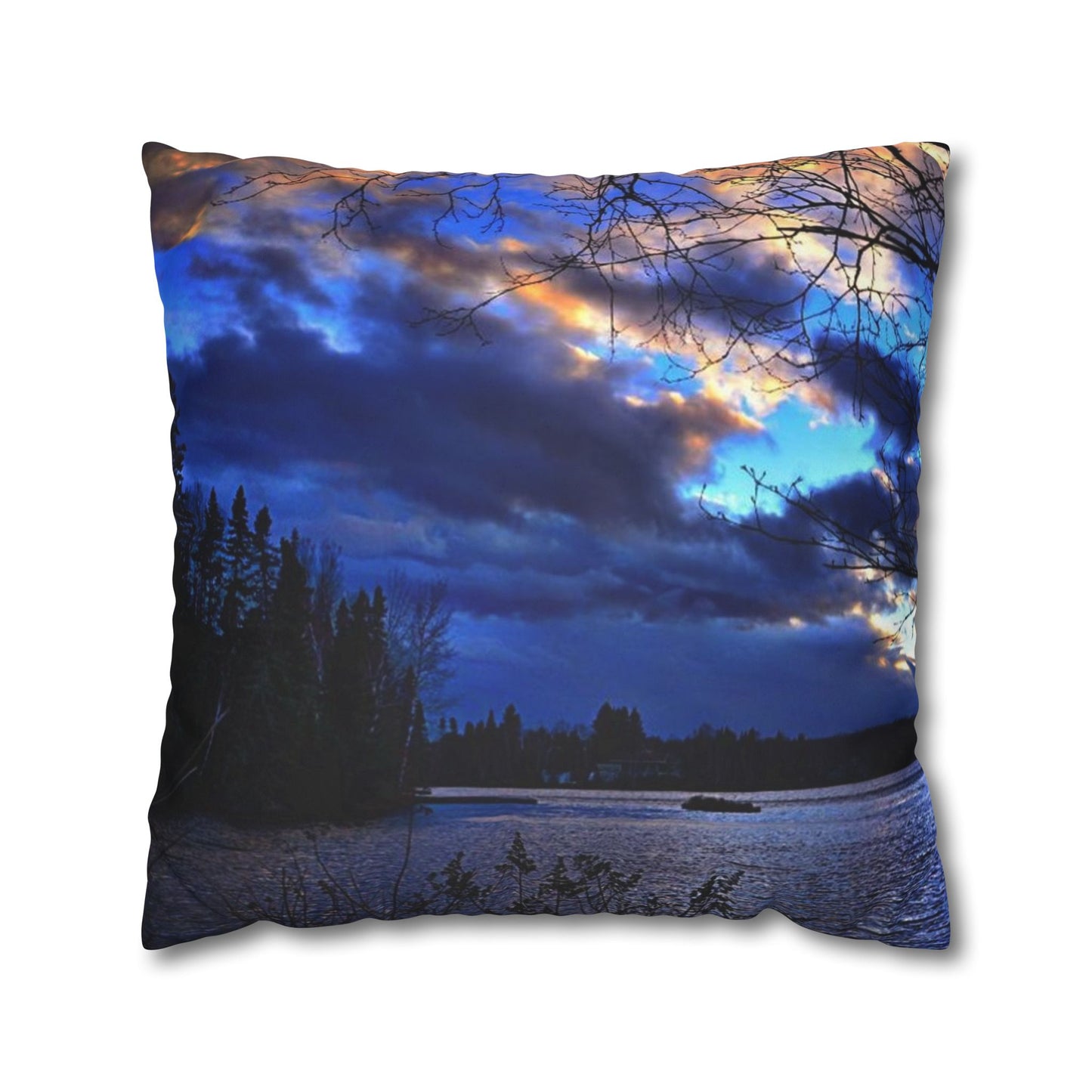 Setting sun Faux Suede Square Pillow Case