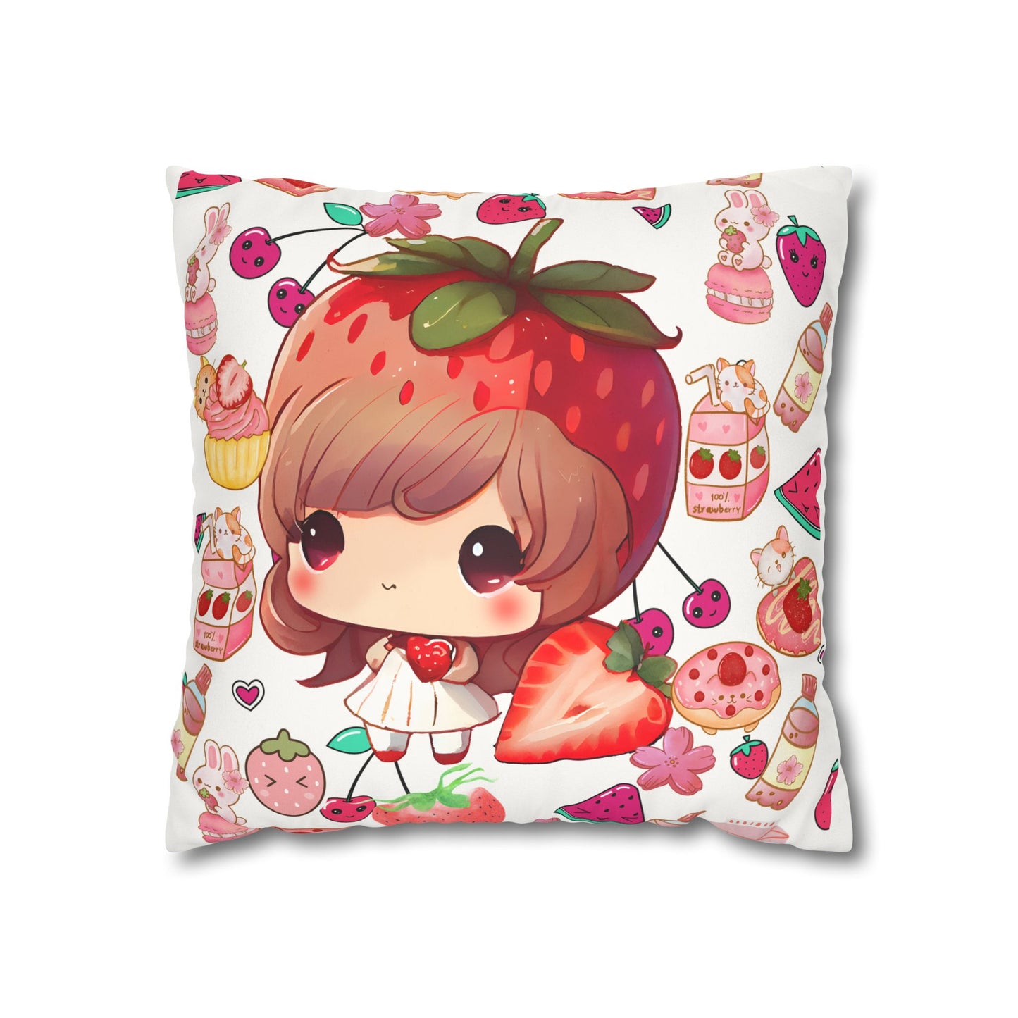 Strawberry dreams Faux Suede Square Pillowcase