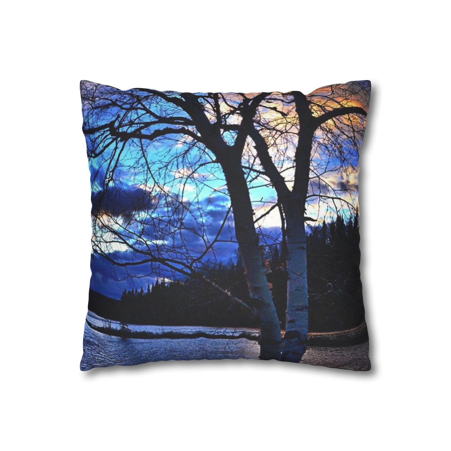 Setting sun Faux Suede Square Pillow Case