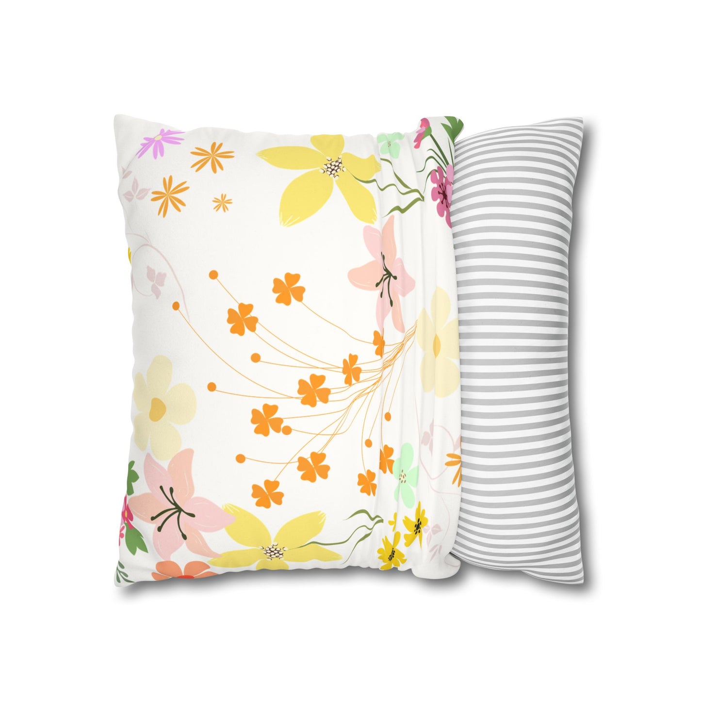 Floral Faux Suede Square Pillowcase