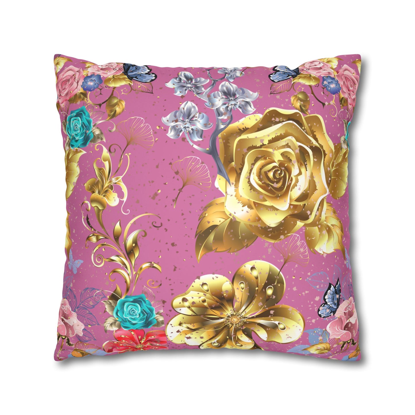 Rose Gold Faux Suede Square Pillow Case