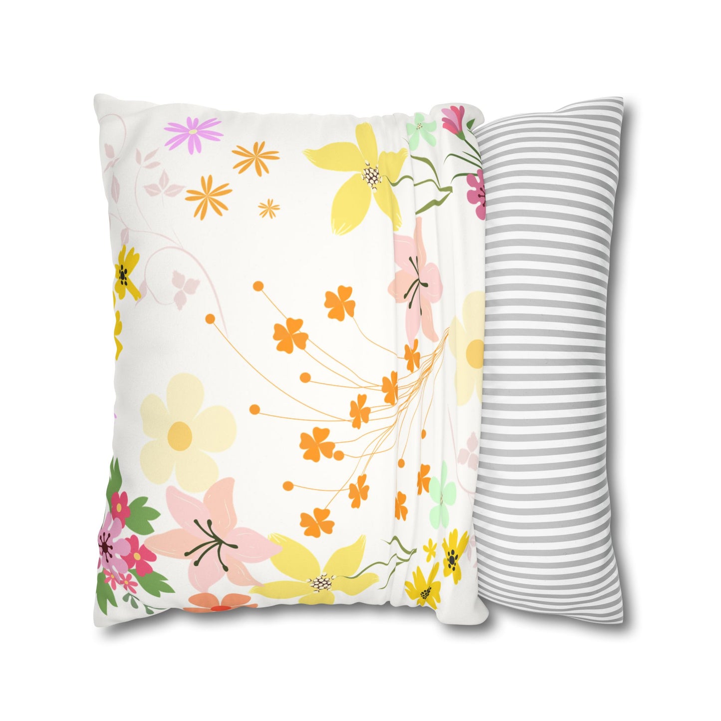 Floral Faux Suede Square Pillowcase