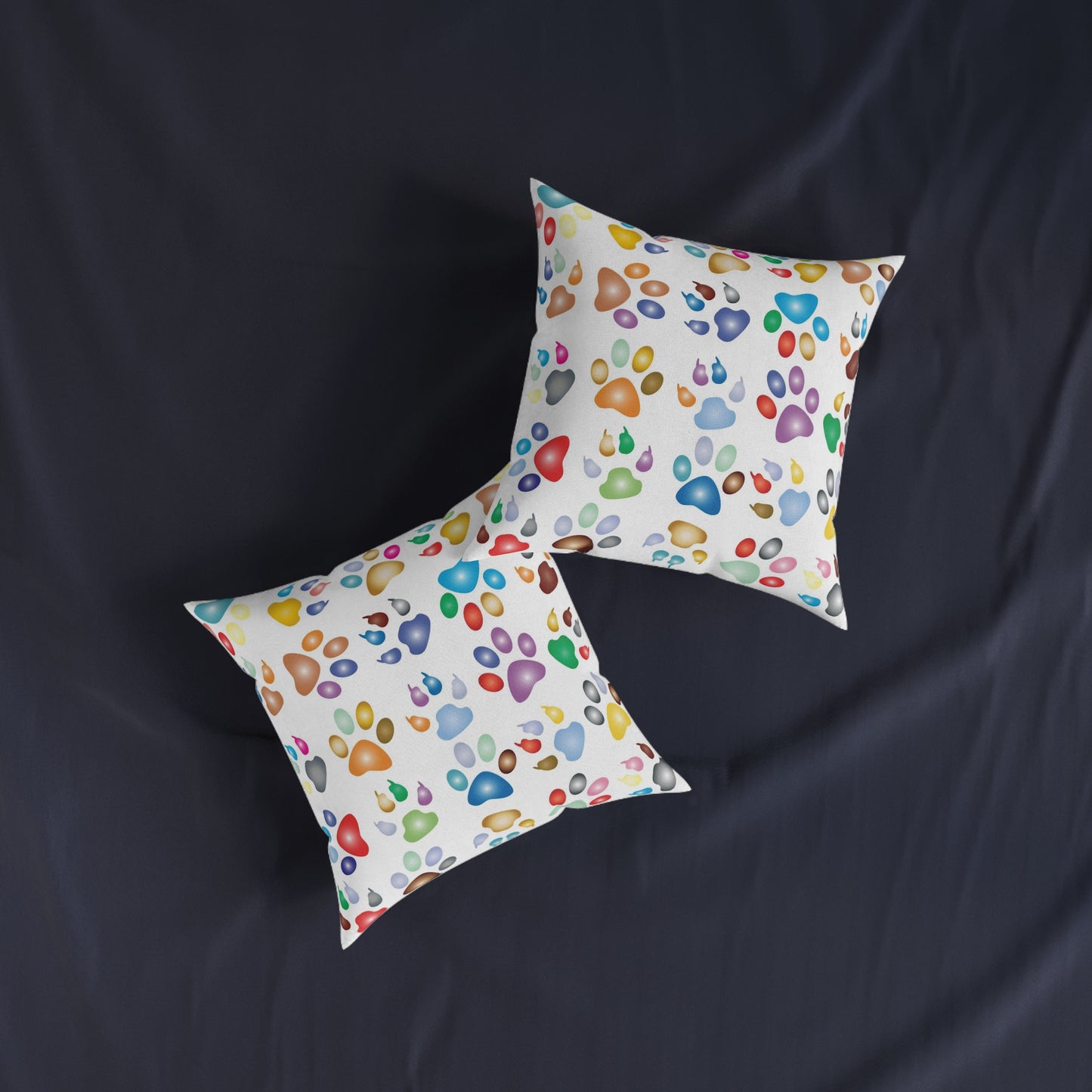 Cat Paws Square Pillow - White Back