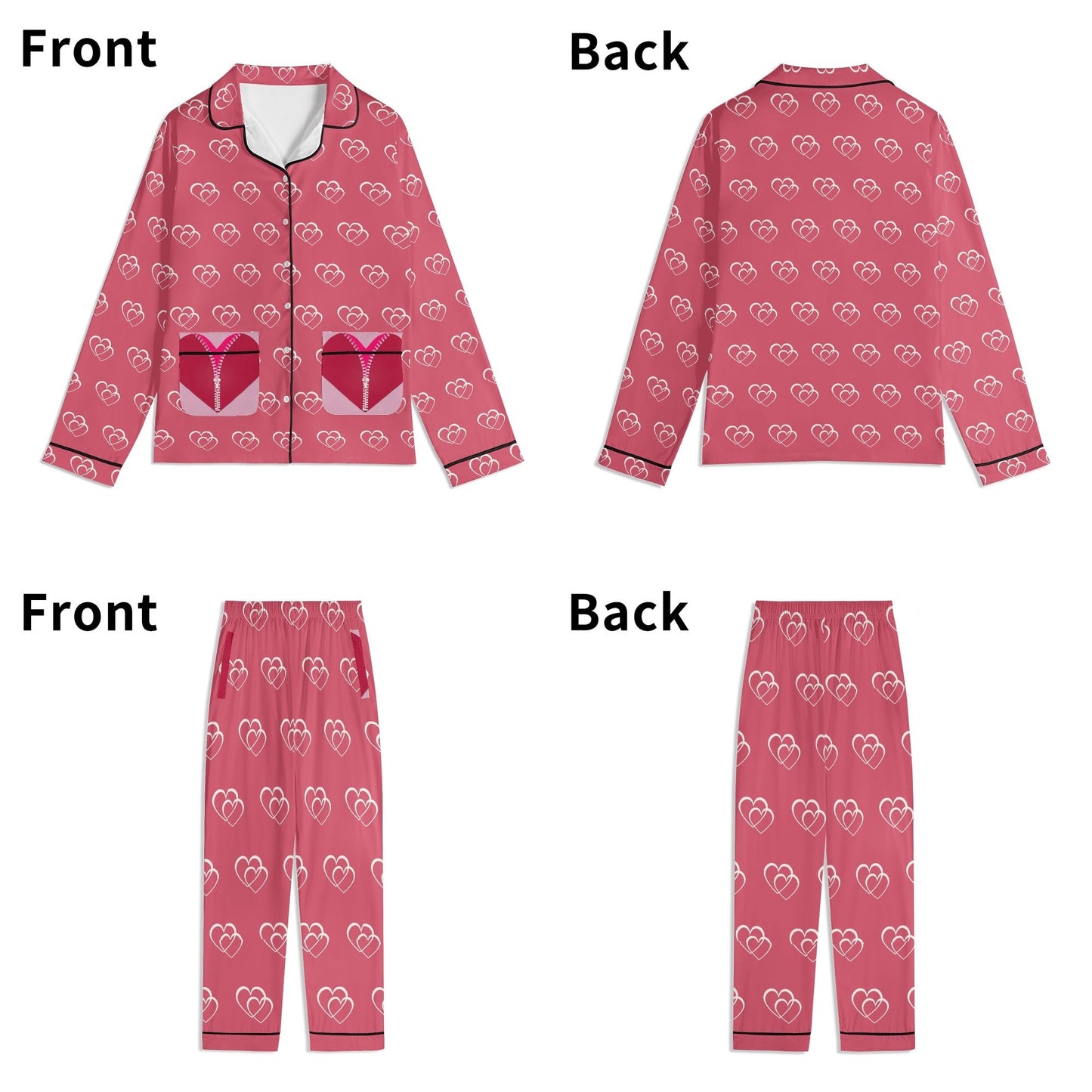 Luxurious Hearts Cotton Polyester Adult Pajamas