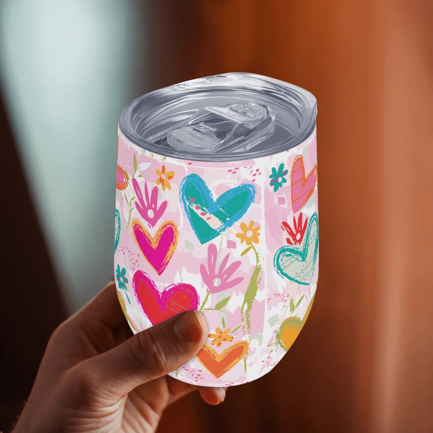 12oz Wine Tumbler Wine Glasses with Lid