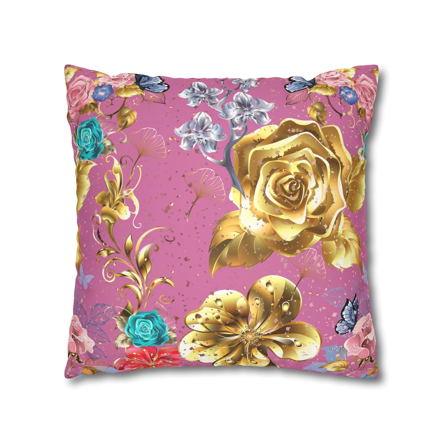 Rose Gold Faux Suede Square Pillow Case