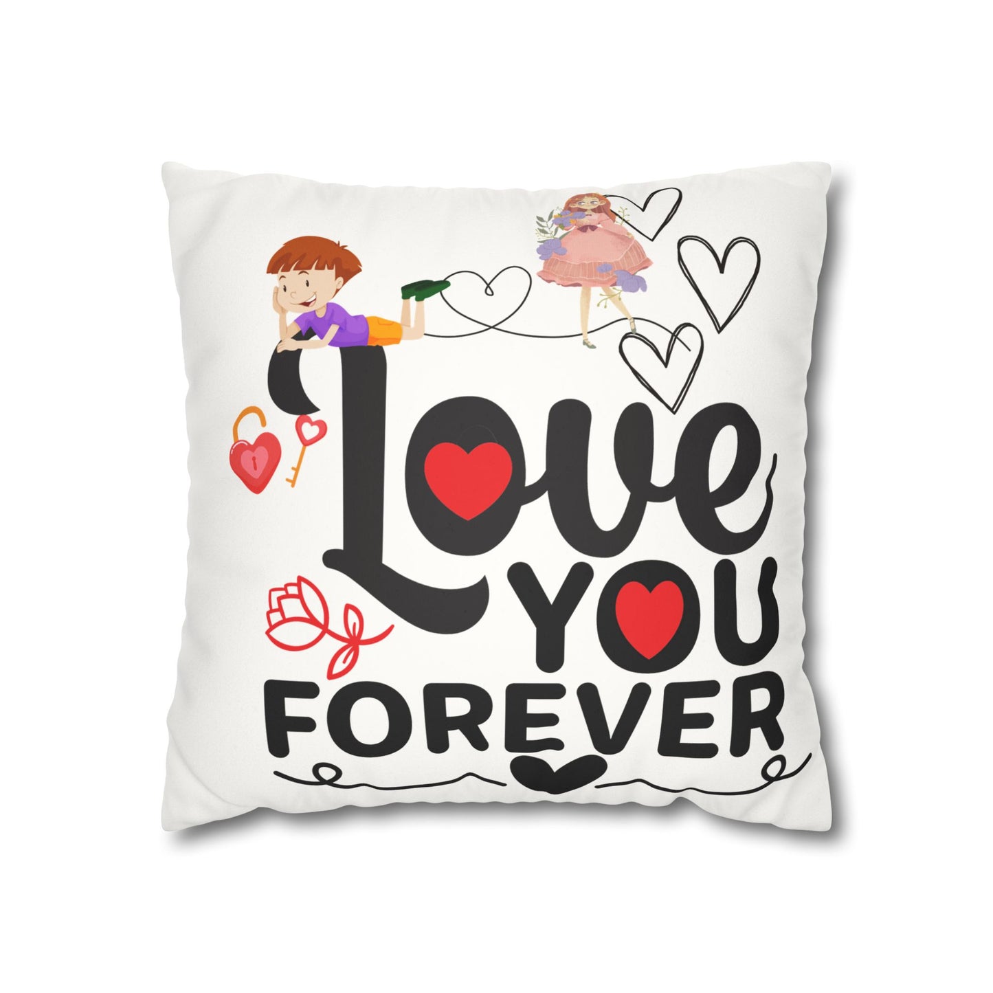 Love you Faux Suede Square Pillow Case forever