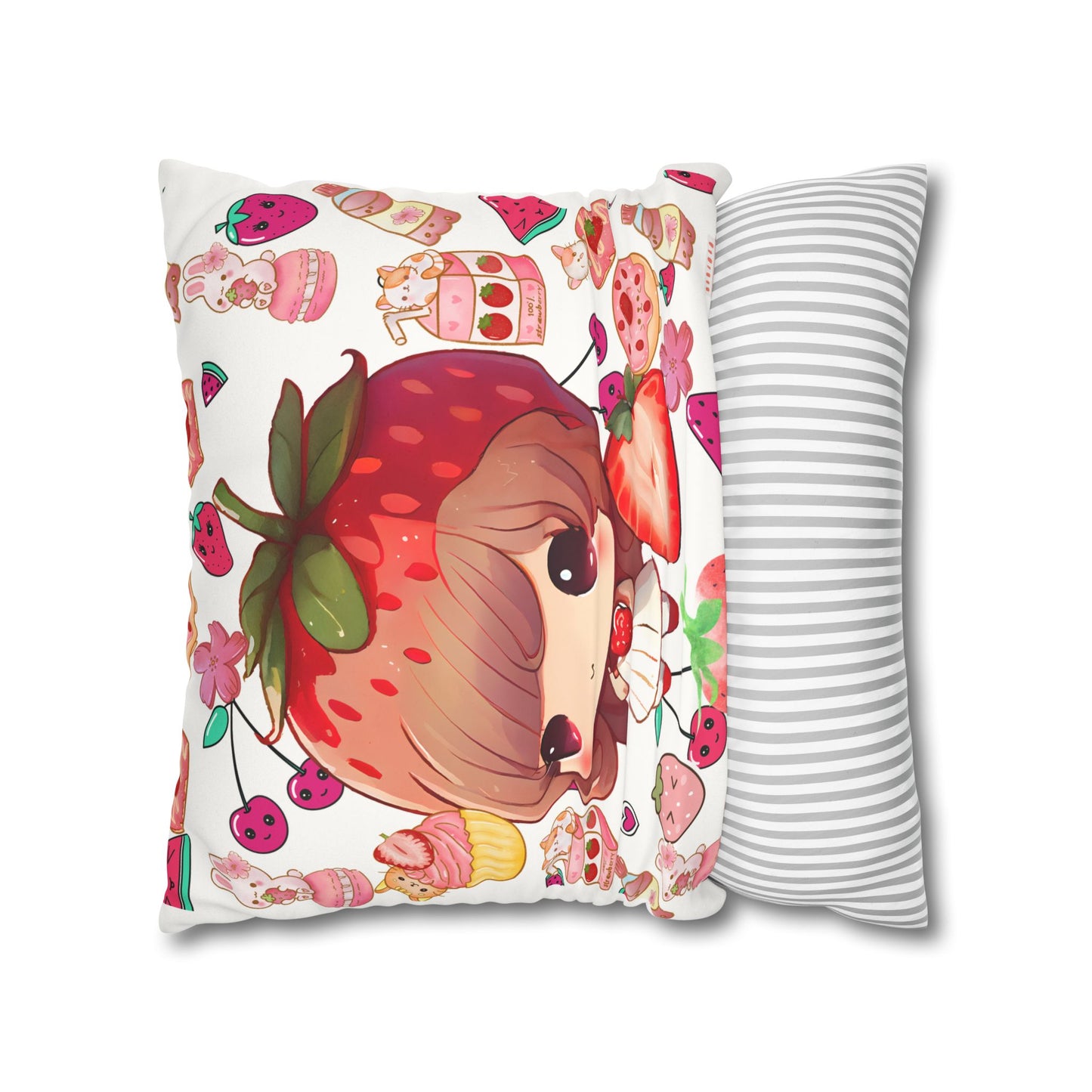 Strawberry dreams Faux Suede Square Pillowcase