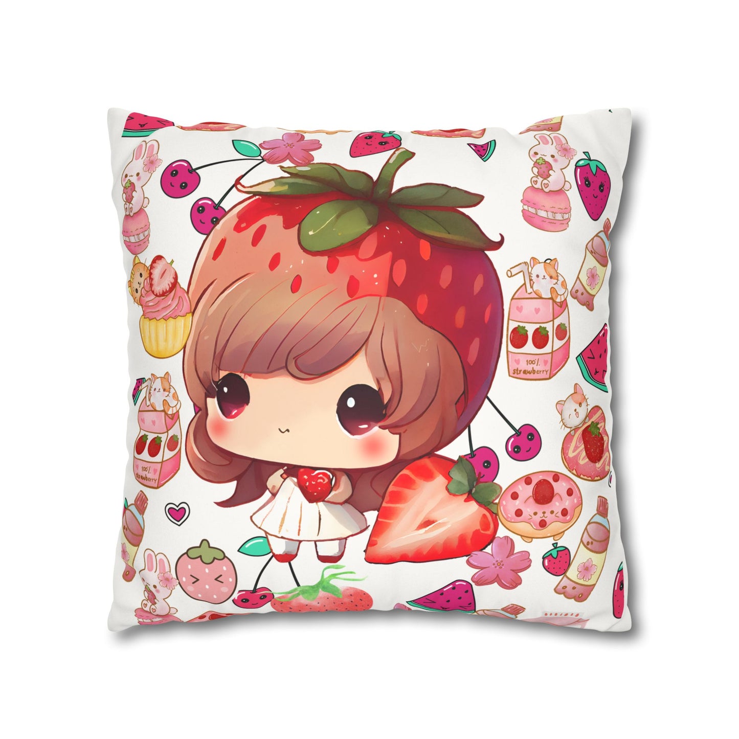 Strawberry dreams Faux Suede Square Pillowcase