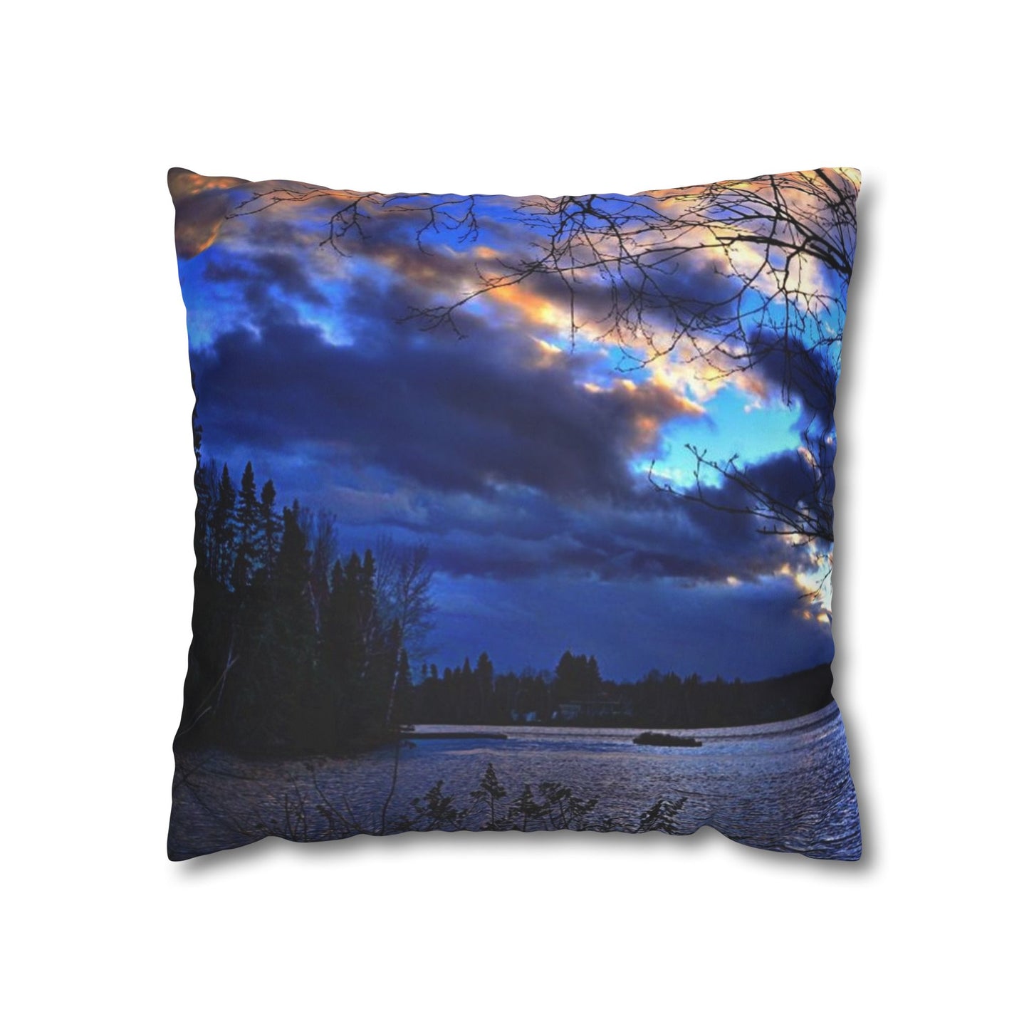 Setting sun Faux Suede Square Pillow Case