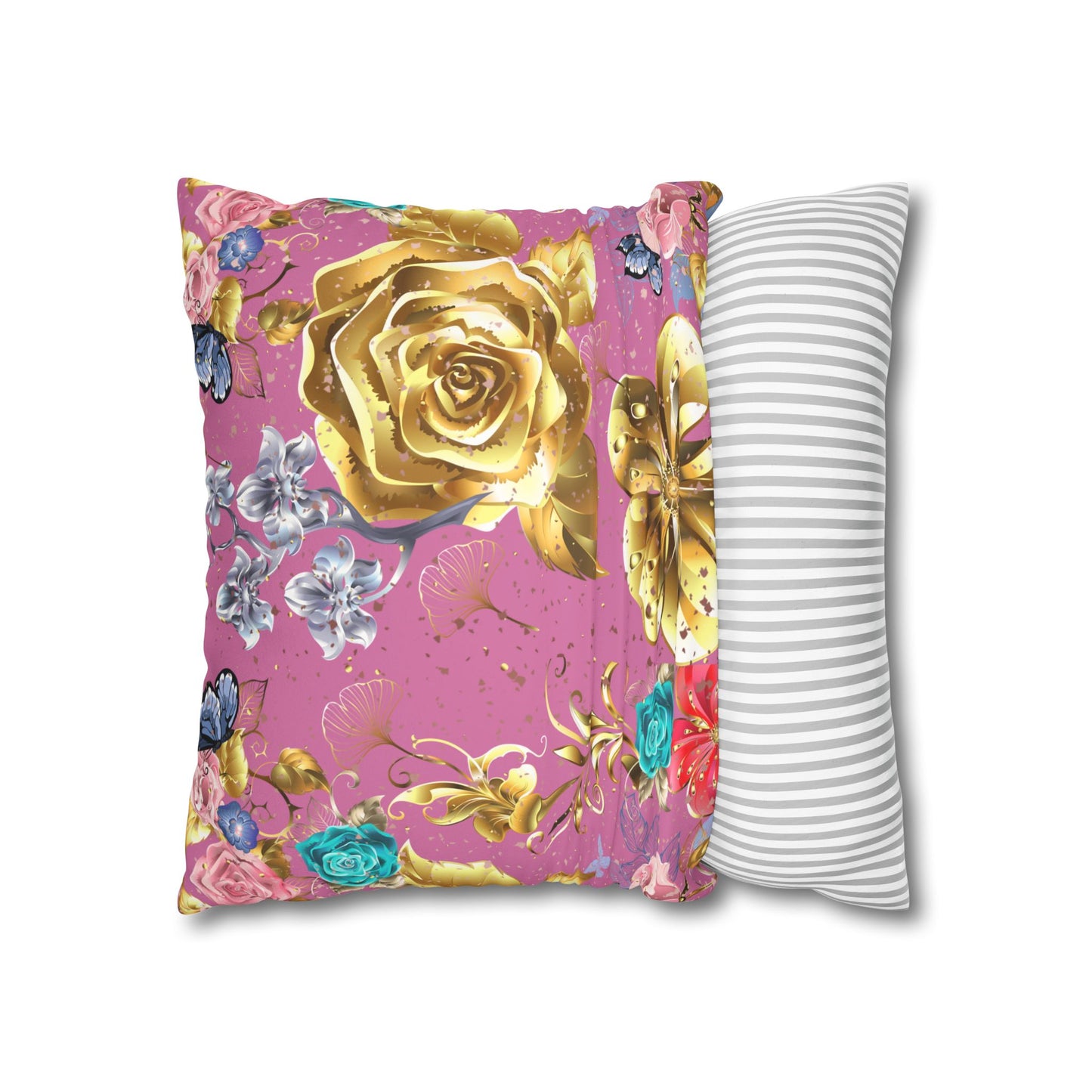 Rose Gold Faux Suede Square Pillow Case