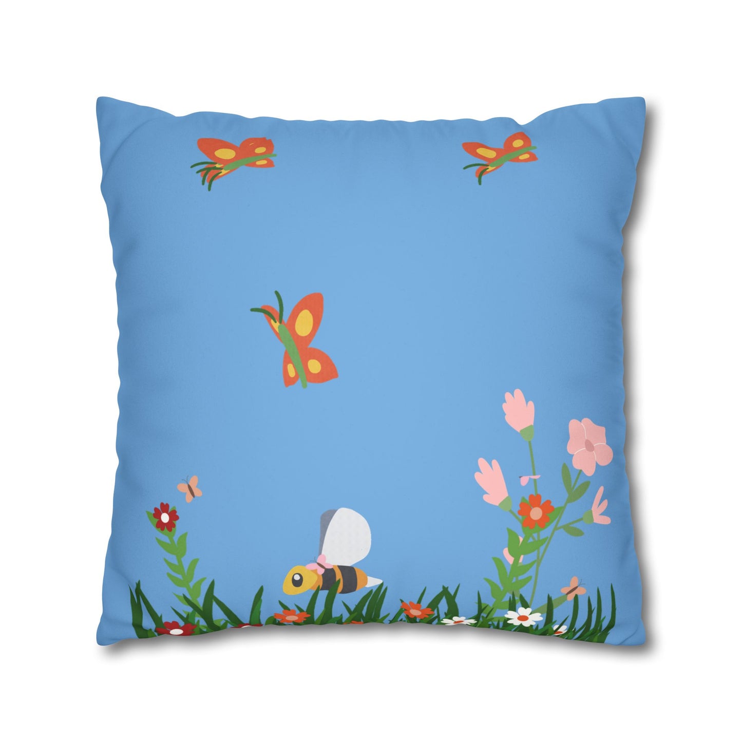 Springtime Faux Suede Square Pillowcase