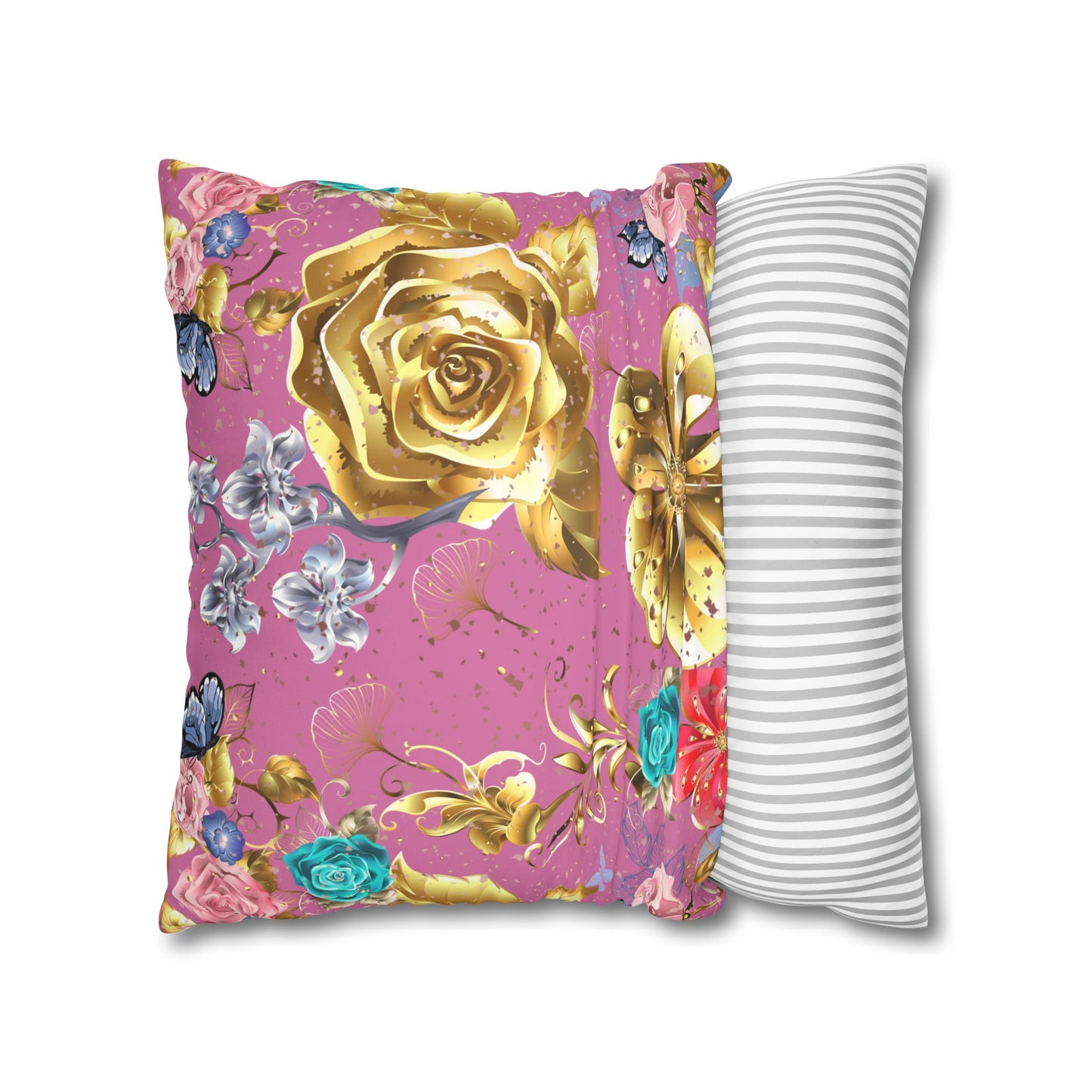 Rose Gold Faux Suede Square Pillow Case