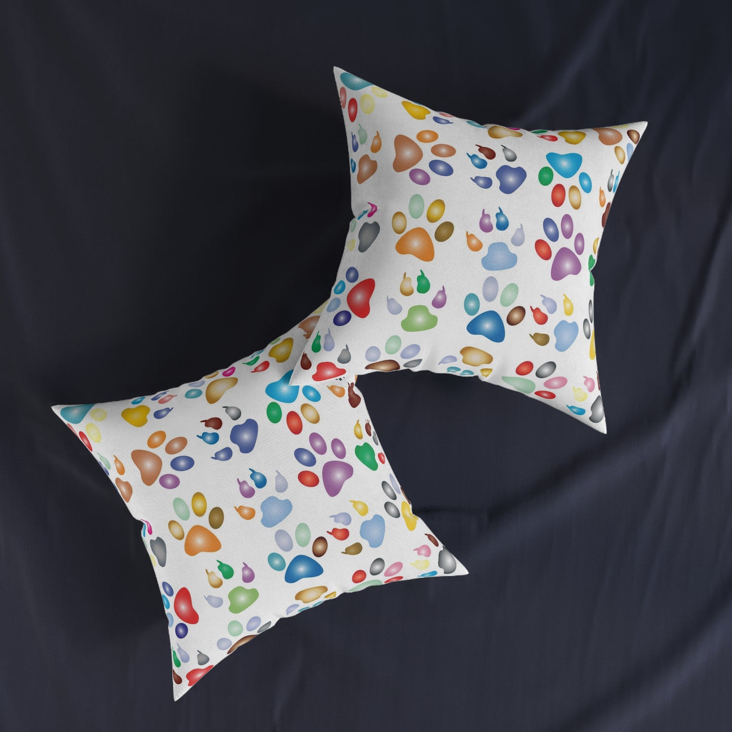 Cat Paws Square Pillow - White Back