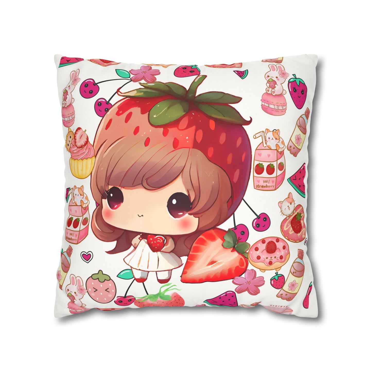 Strawberry dreams Faux Suede Square Pillowcase