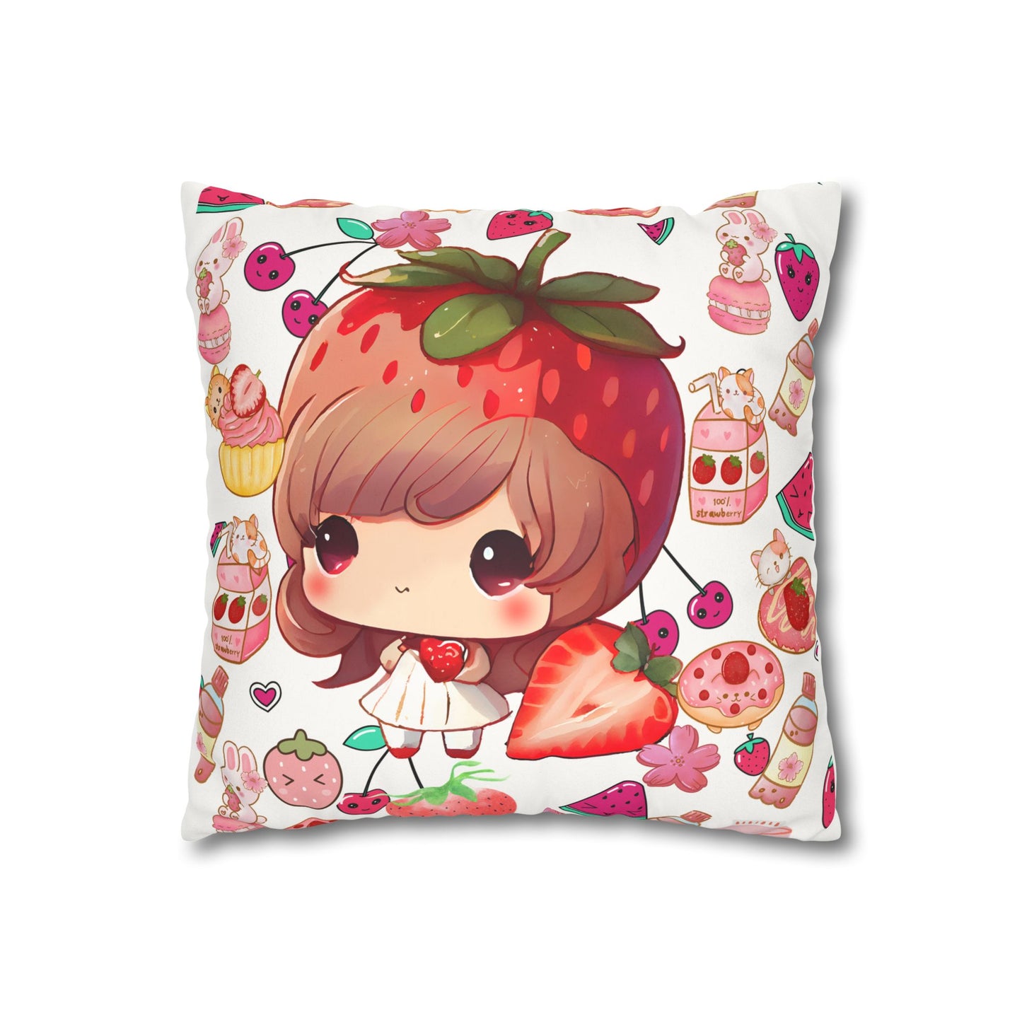 Strawberry dreams Faux Suede Square Pillowcase