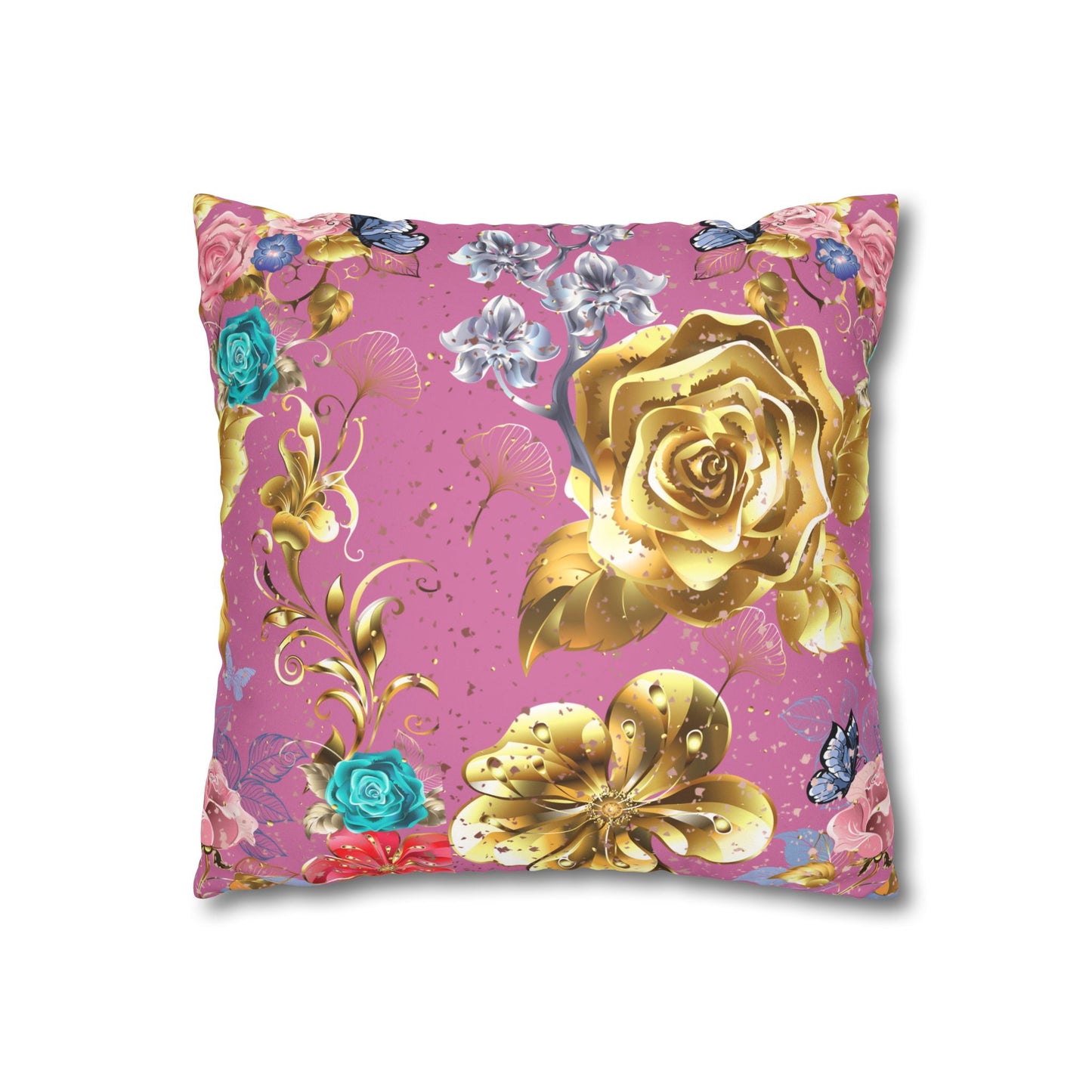 Rose Gold Faux Suede Square Pillow Case