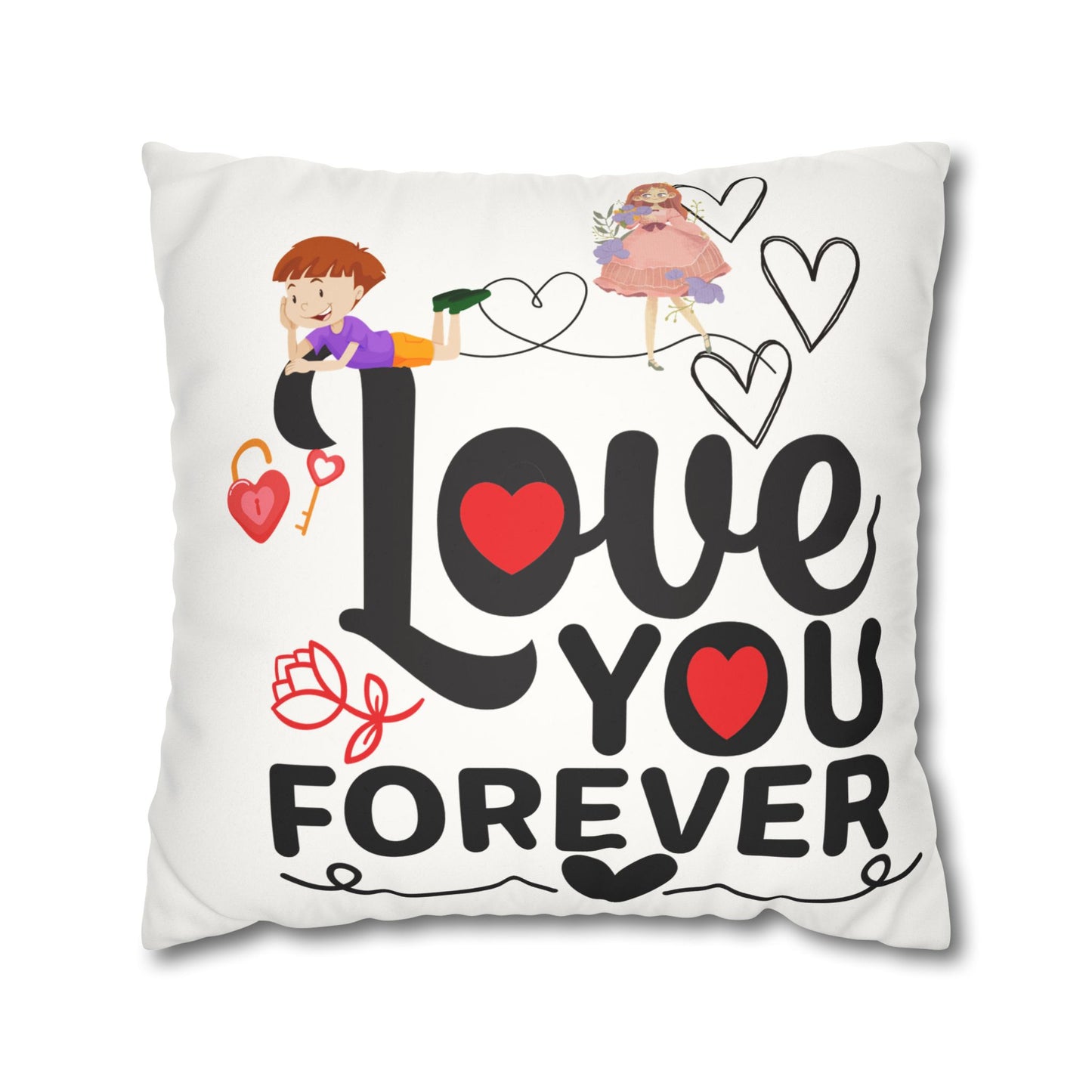 Love you Faux Suede Square Pillow Case forever