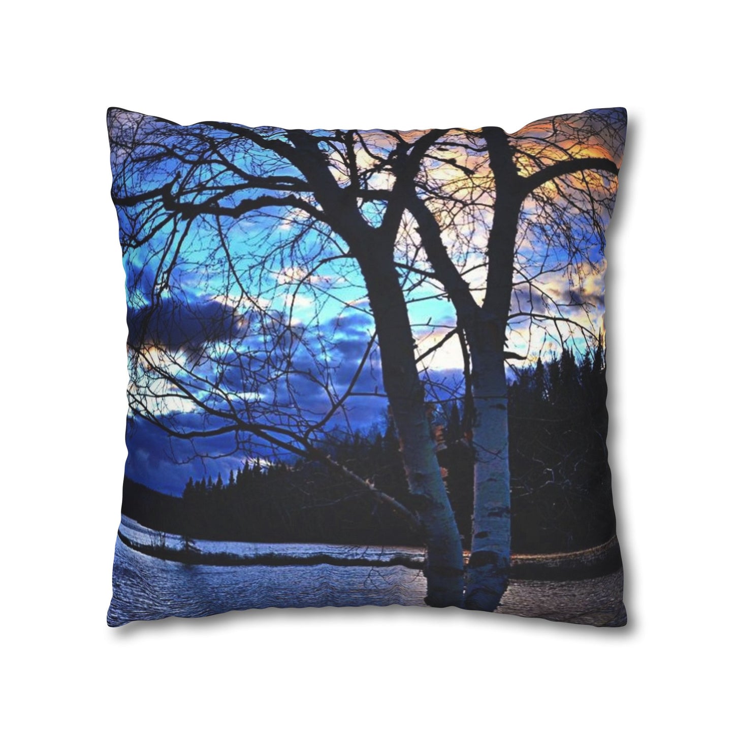 Setting sun Faux Suede Square Pillow Case