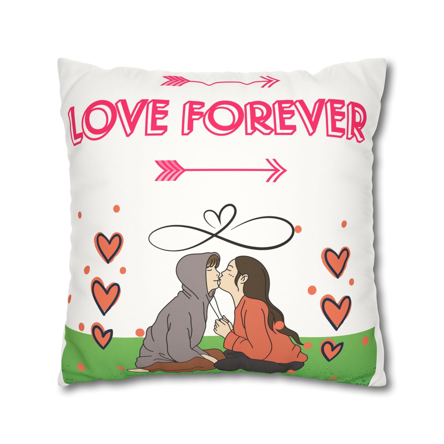 Love Forever Faux Suede Square Pillow Case