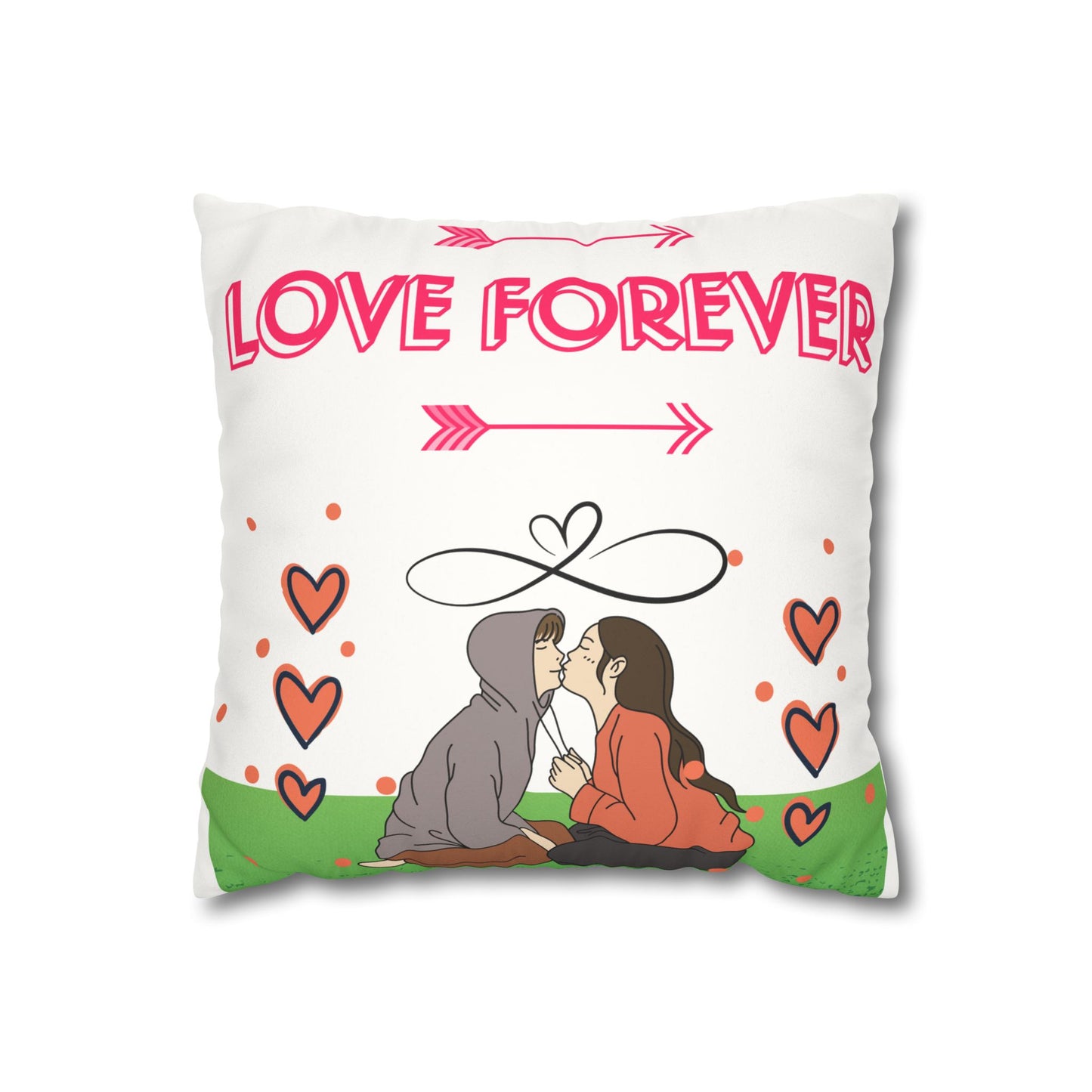 Love Forever Faux Suede Square Pillow Case