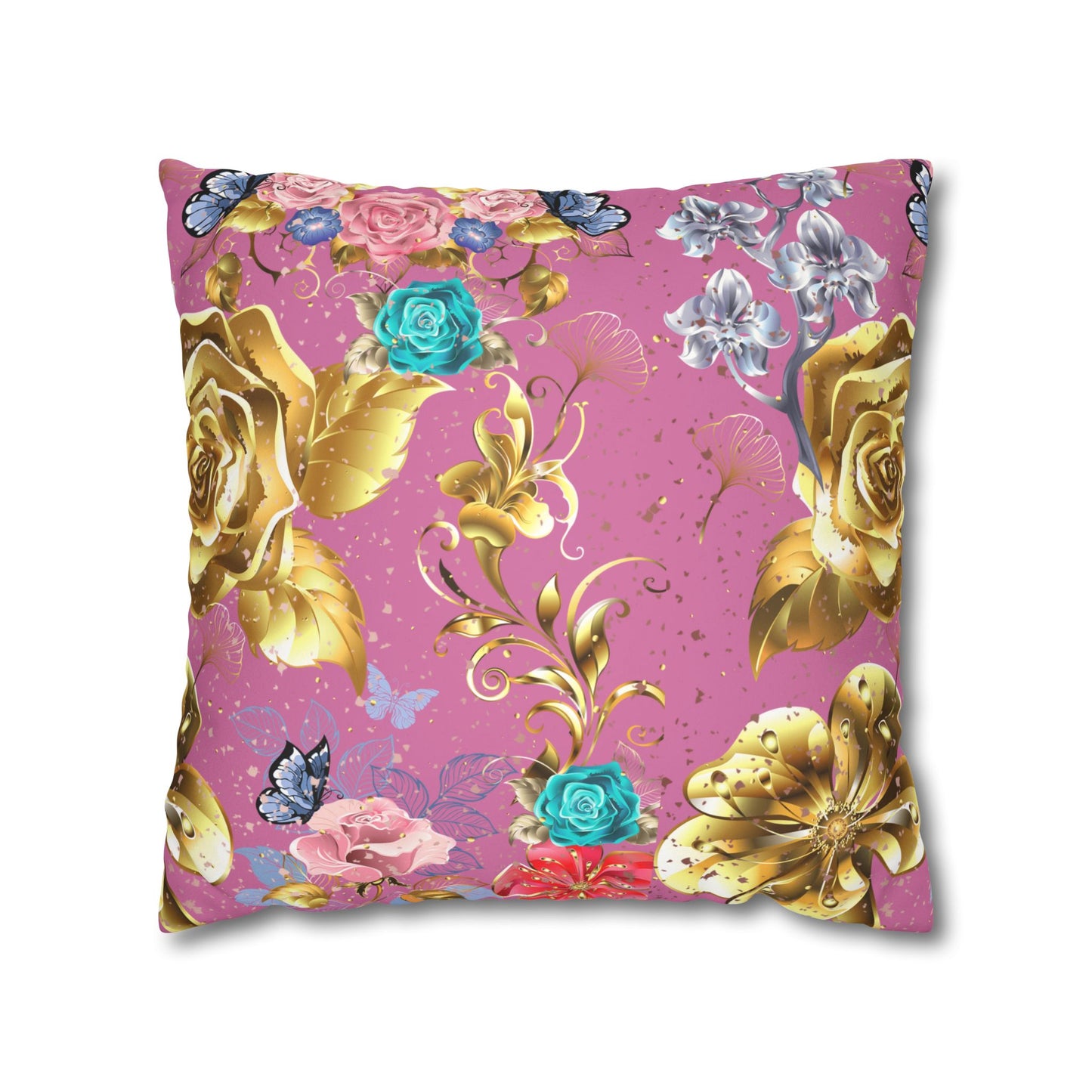 Rose Gold Faux Suede Square Pillow Case