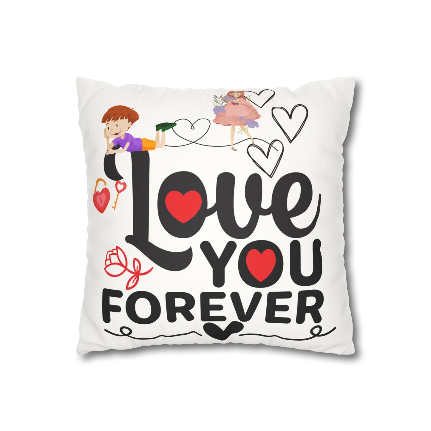 Love you Faux Suede Square Pillow Case forever