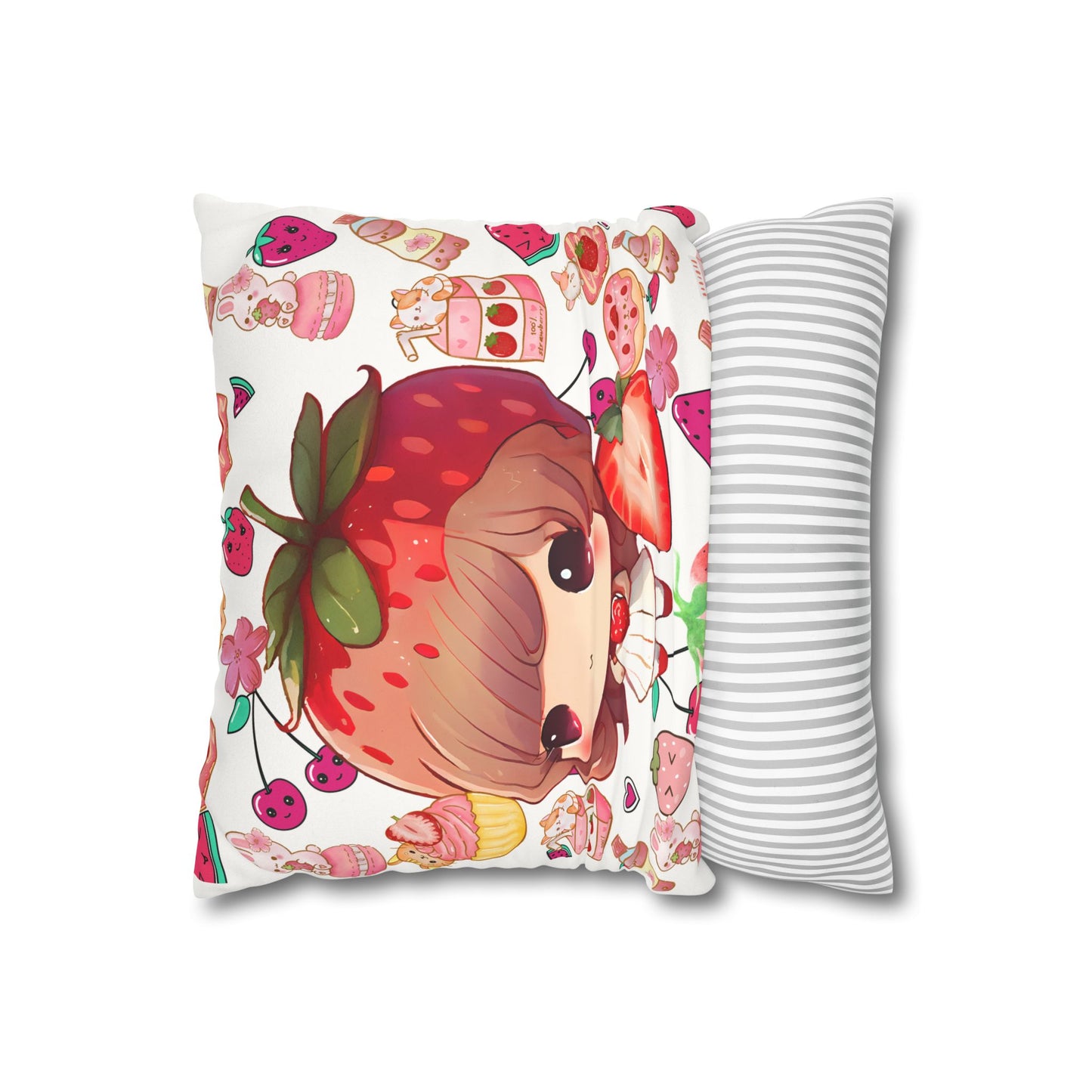 Strawberry dreams Faux Suede Square Pillowcase