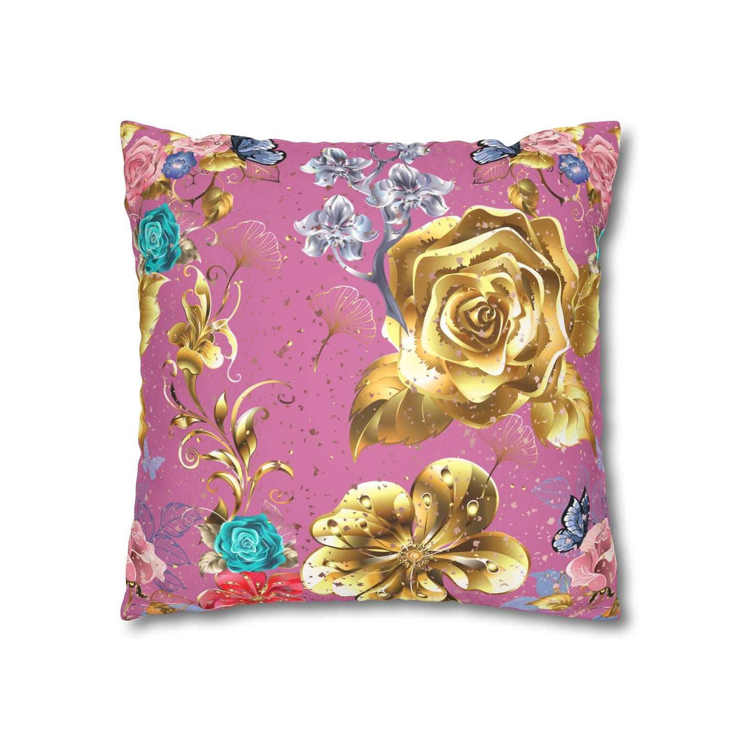 Rose Gold Faux Suede Square Pillow Case