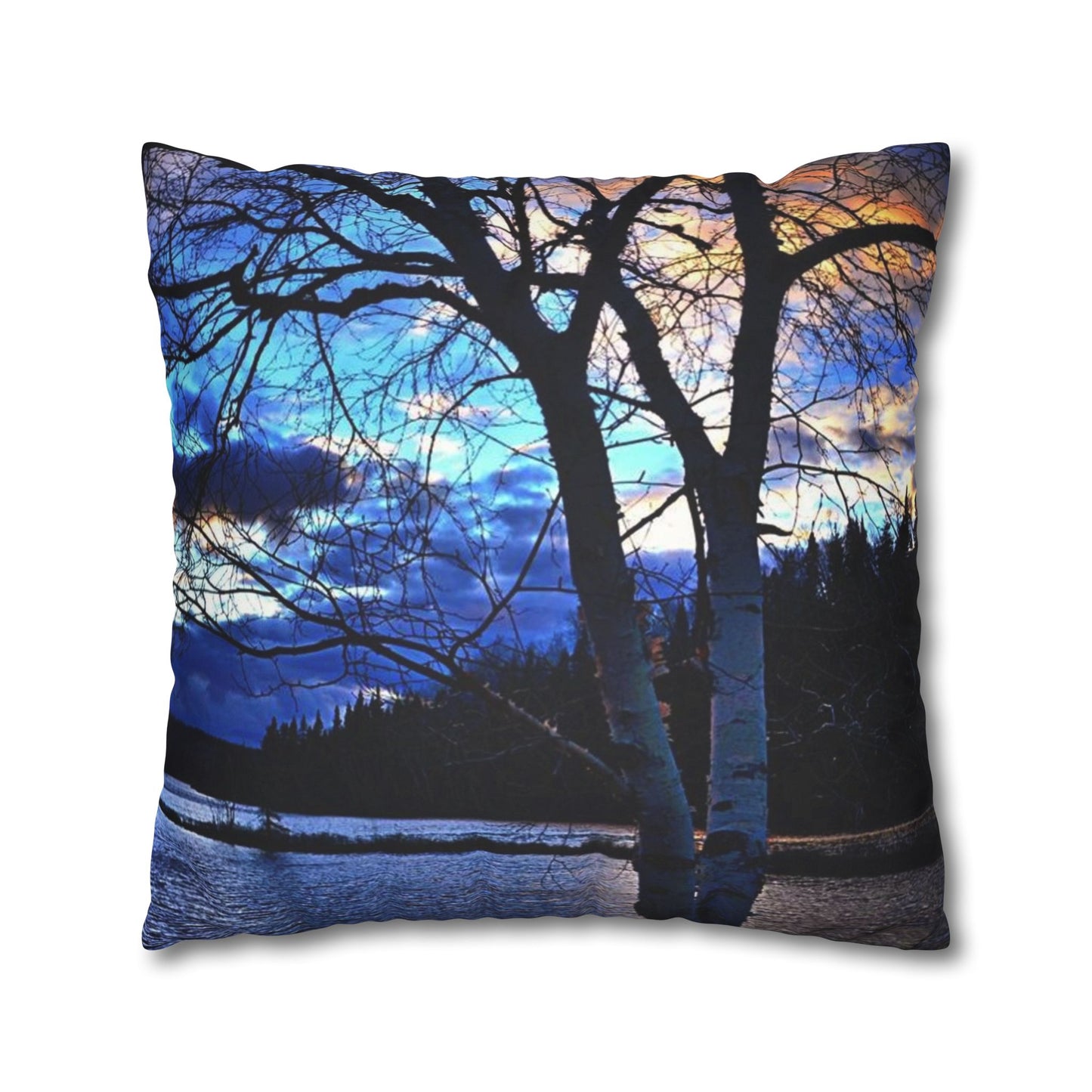 Setting sun Faux Suede Square Pillow Case