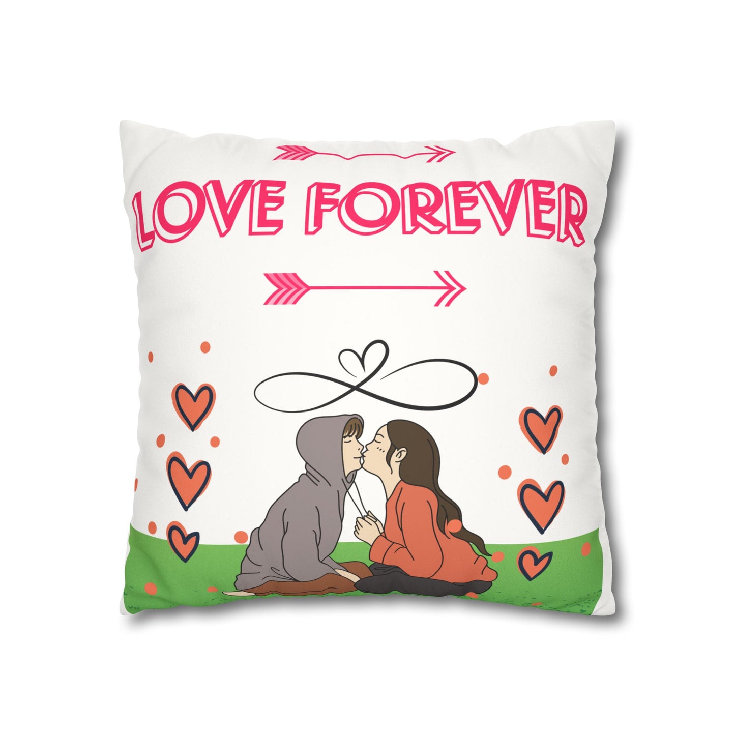 Love Forever Faux Suede Square Pillow Case