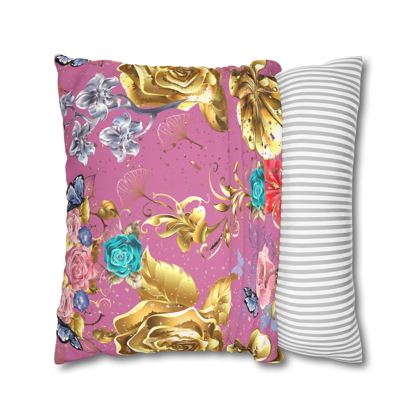 Rose Gold Faux Suede Square Pillow Case