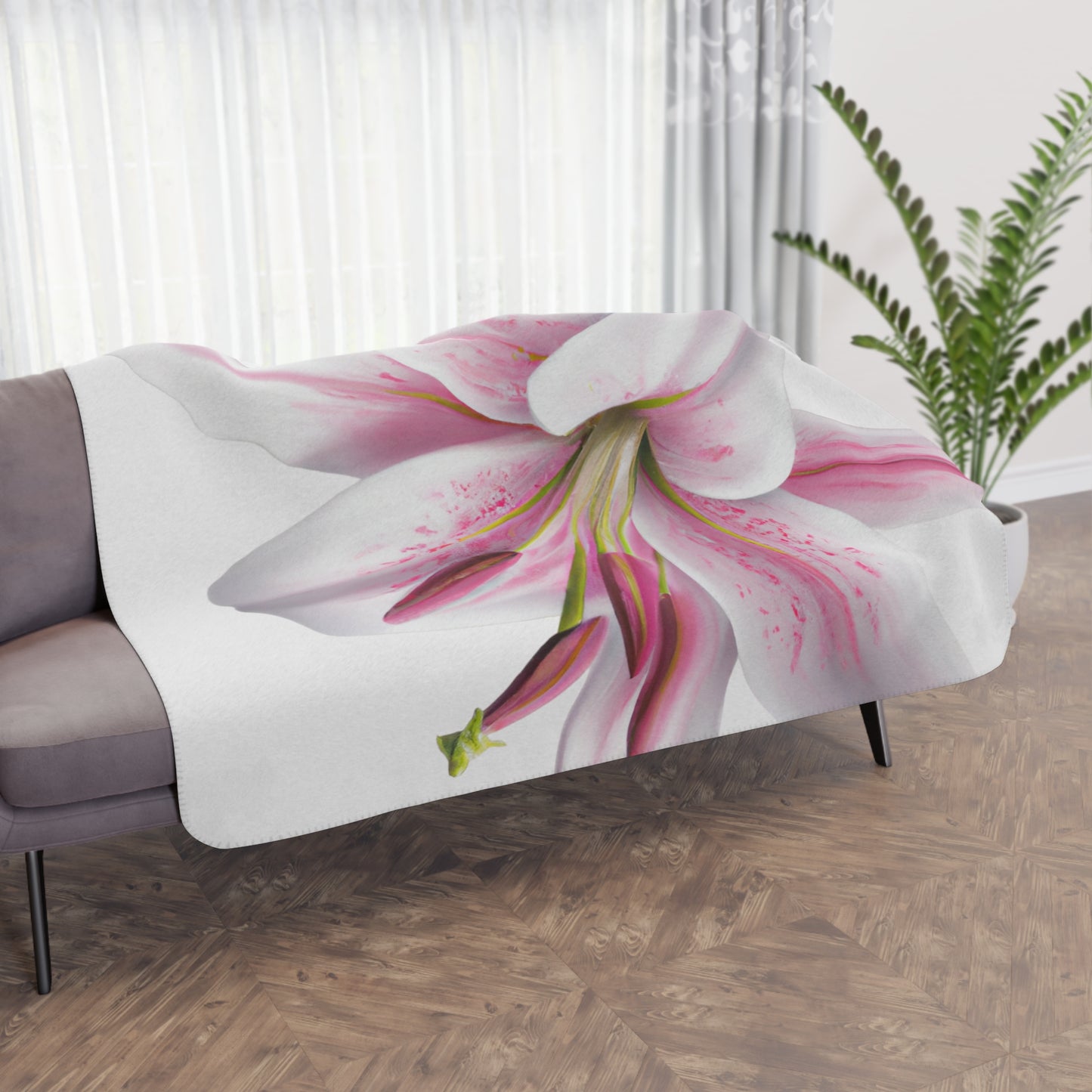 beautiful flower Tan Sherpa Blanket