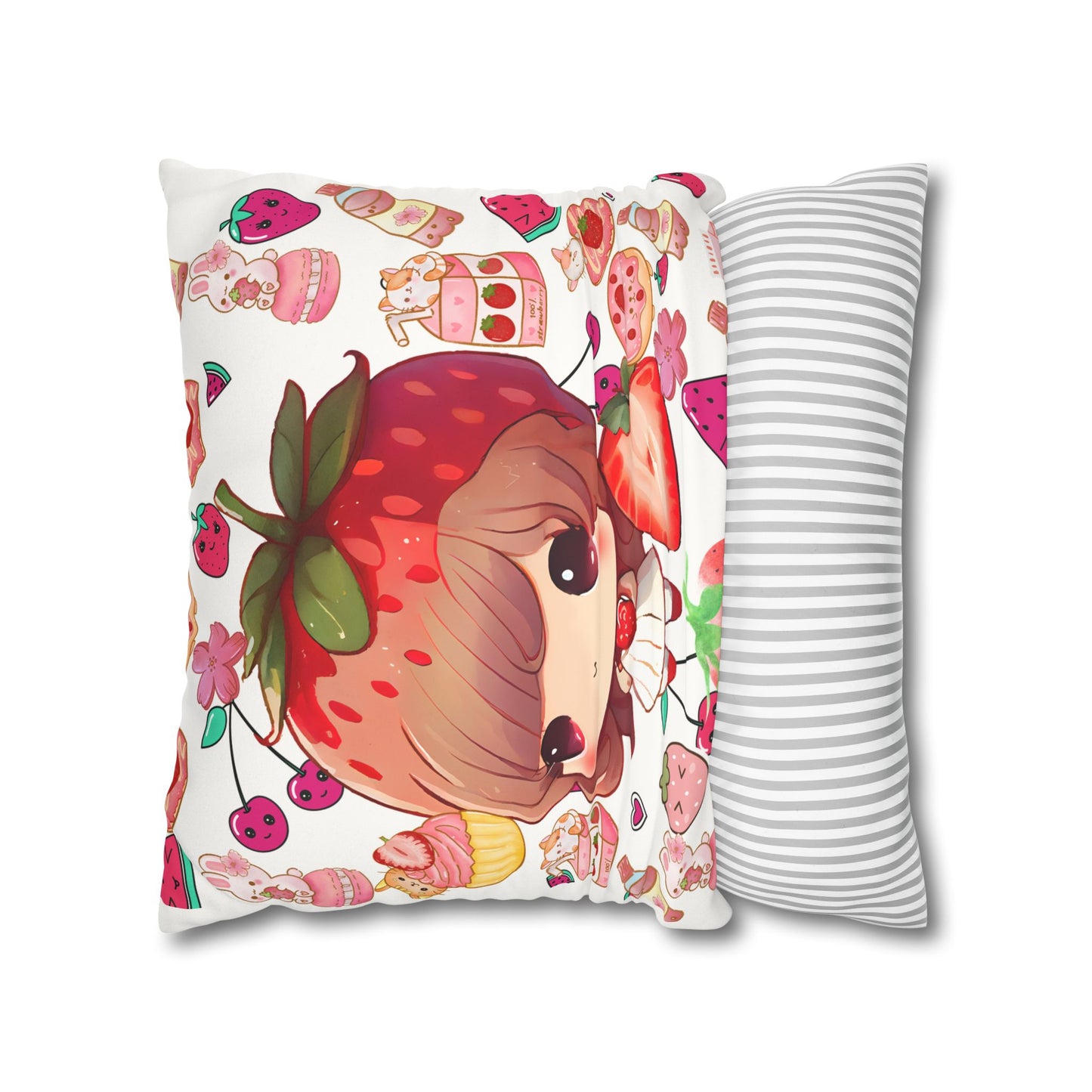 Strawberry dreams Faux Suede Square Pillowcase